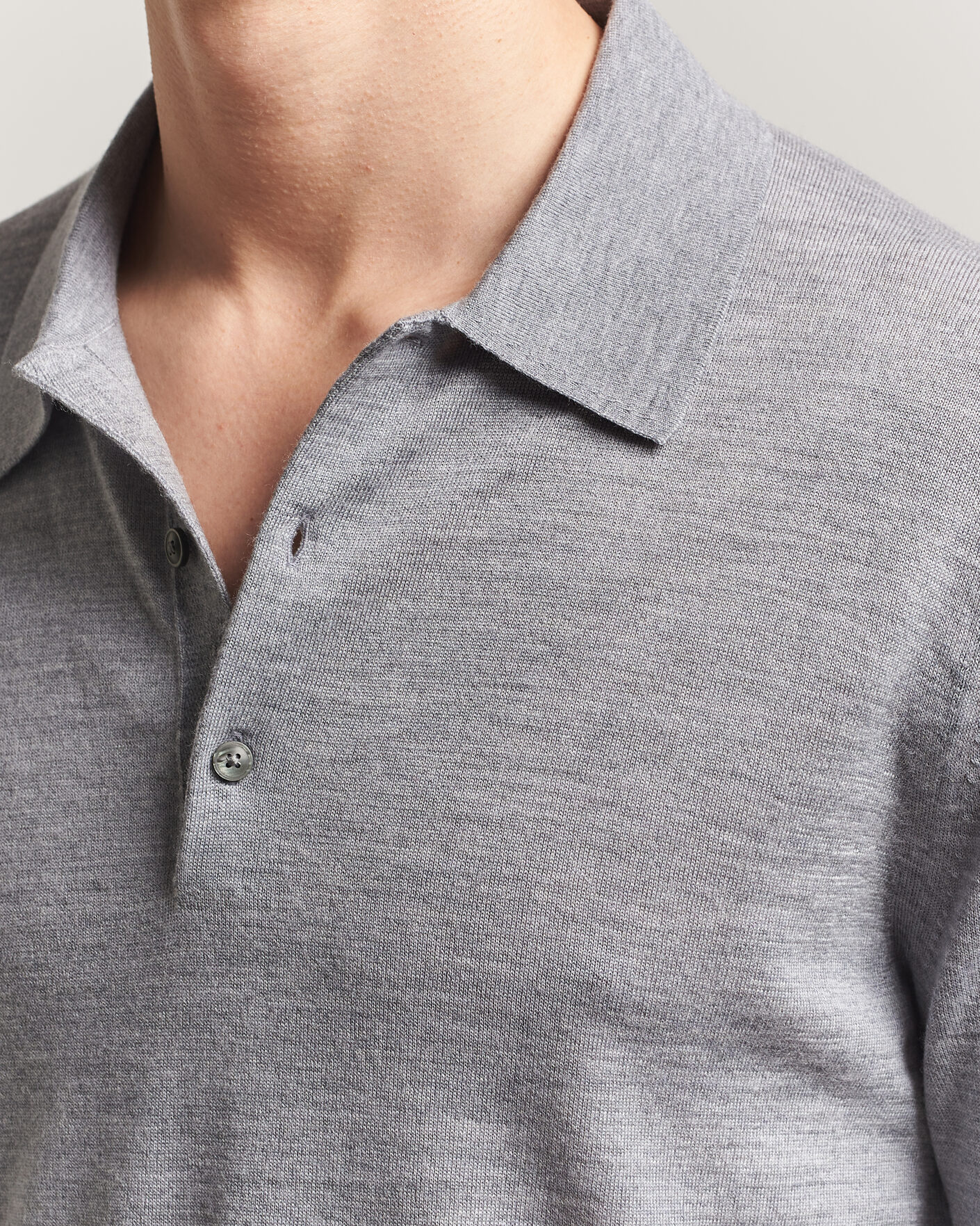 Heren | Truien | Tiger of Sweden | Eross Merino Knitted Polo Grey Melange