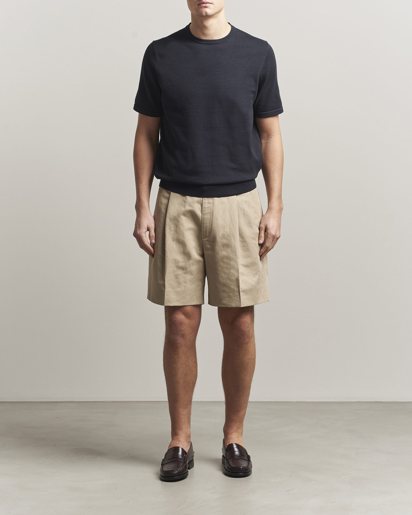 Heren | T-shirts | Tiger of Sweden | Connor Cotton Knitted T-Shirt Light Ink