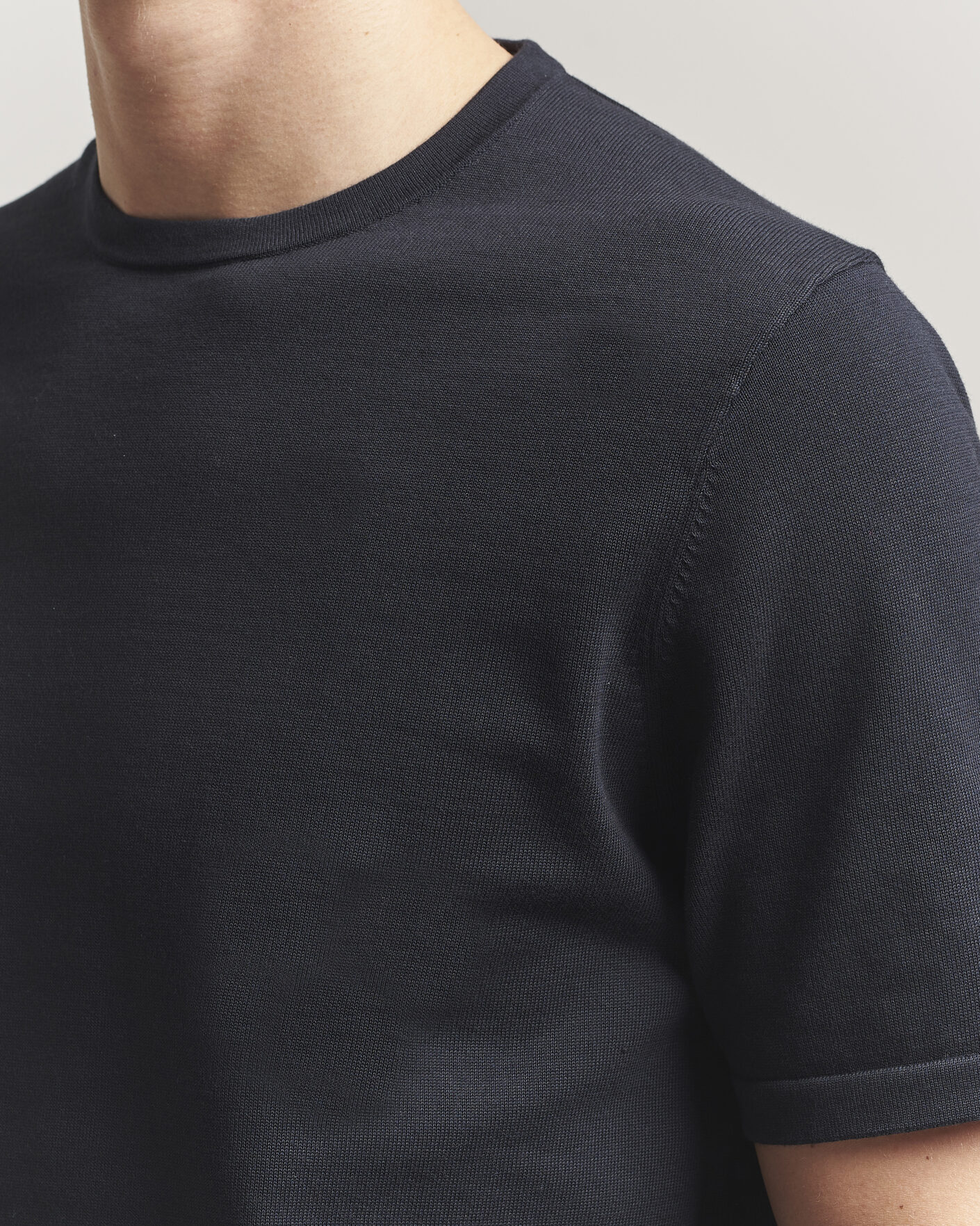 Heren | T-shirts | Tiger of Sweden | Connor Cotton Knitted T-Shirt Light Ink