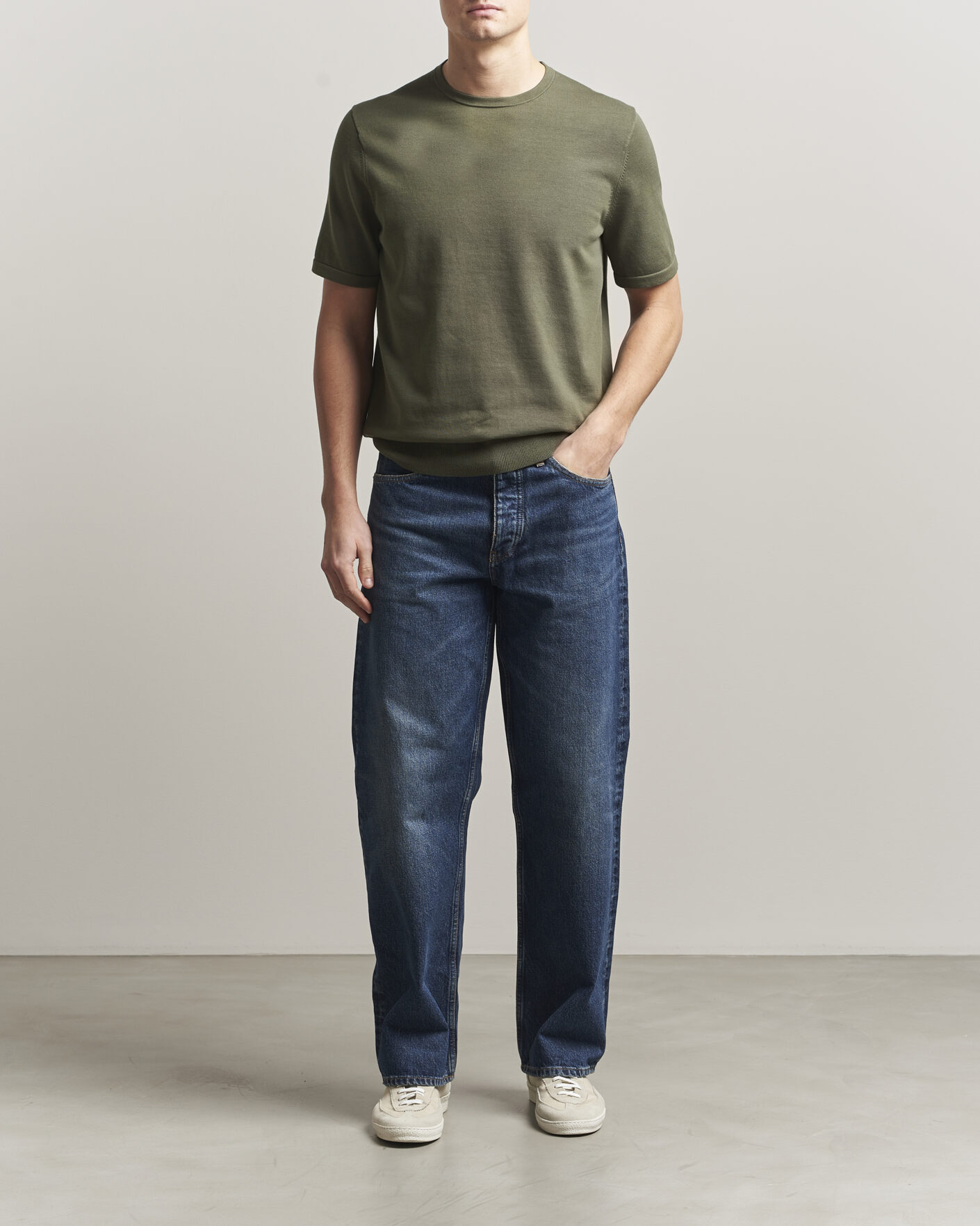 Heren | T-shirts | Tiger of Sweden | Connor Cotton Knitted T-Shirt Kalamata Green