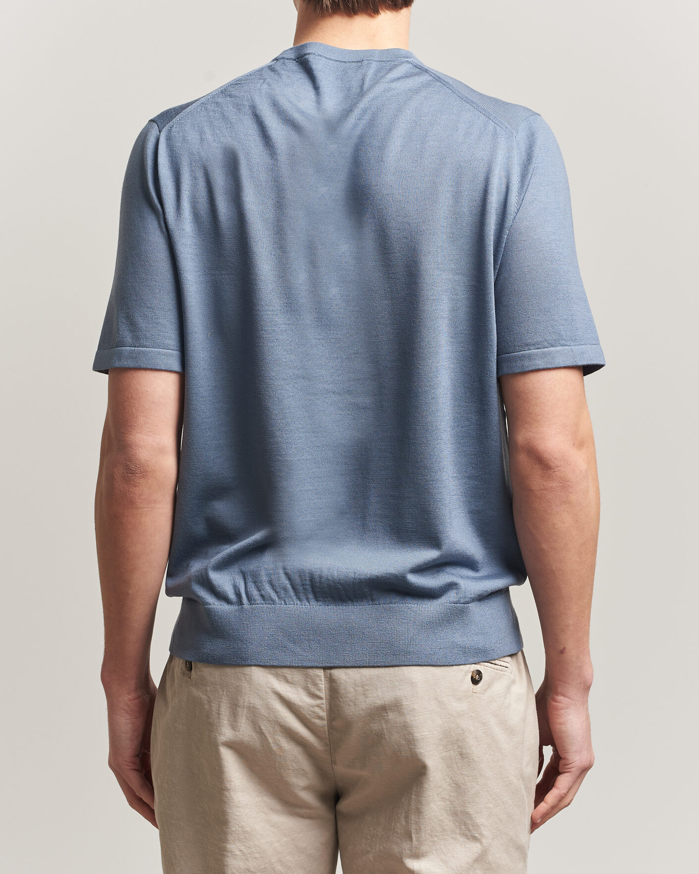 Heren | T-shirts | Tiger of Sweden | Connor Merino Knitted T-Shirt Dull Blue
