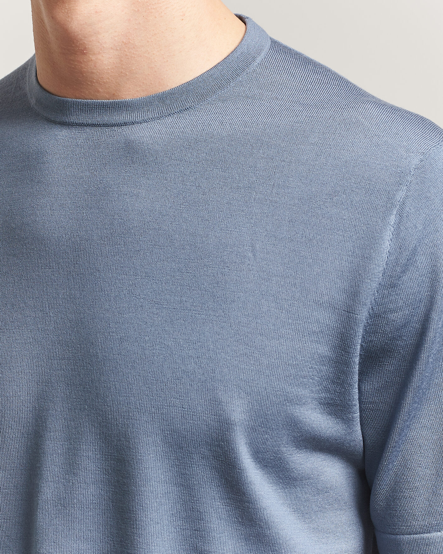 Heren | T-shirts | Tiger of Sweden | Connor Merino Knitted T-Shirt Dull Blue
