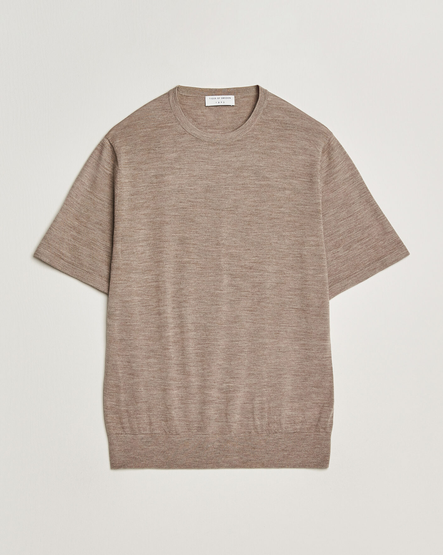 Heren | T-shirts | Tiger of Sweden | Connor Merino Knitted T-Shirt Beige Melange