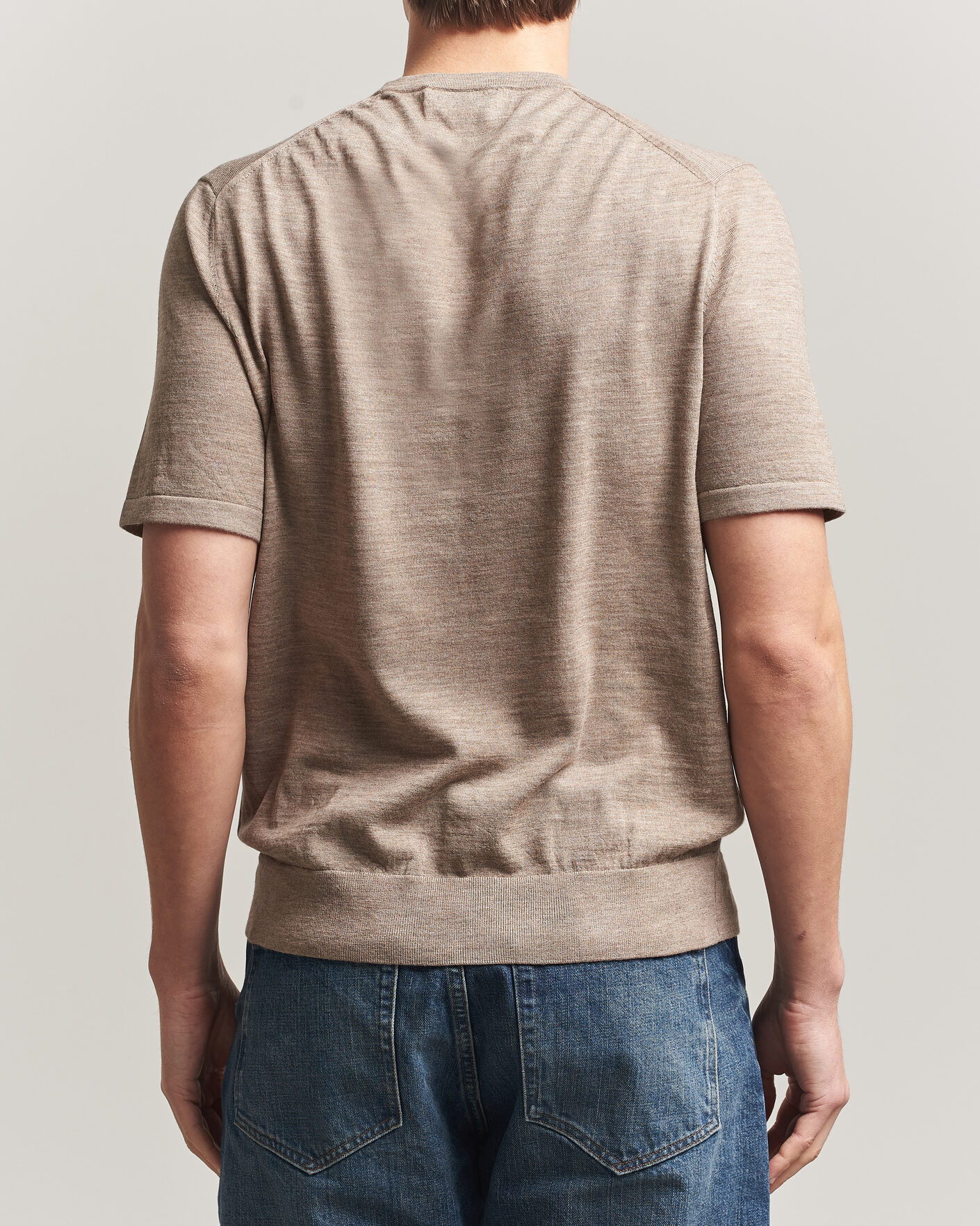 Heren | T-shirts | Tiger of Sweden | Connor Merino Knitted T-Shirt Beige Melange