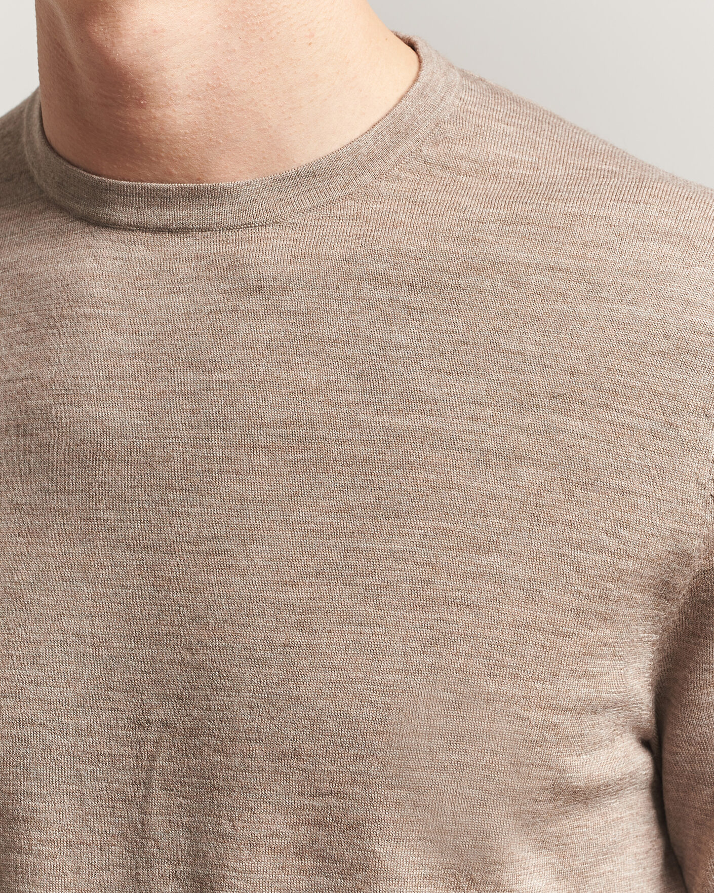 Heren | T-shirts | Tiger of Sweden | Connor Merino Knitted T-Shirt Beige Melange