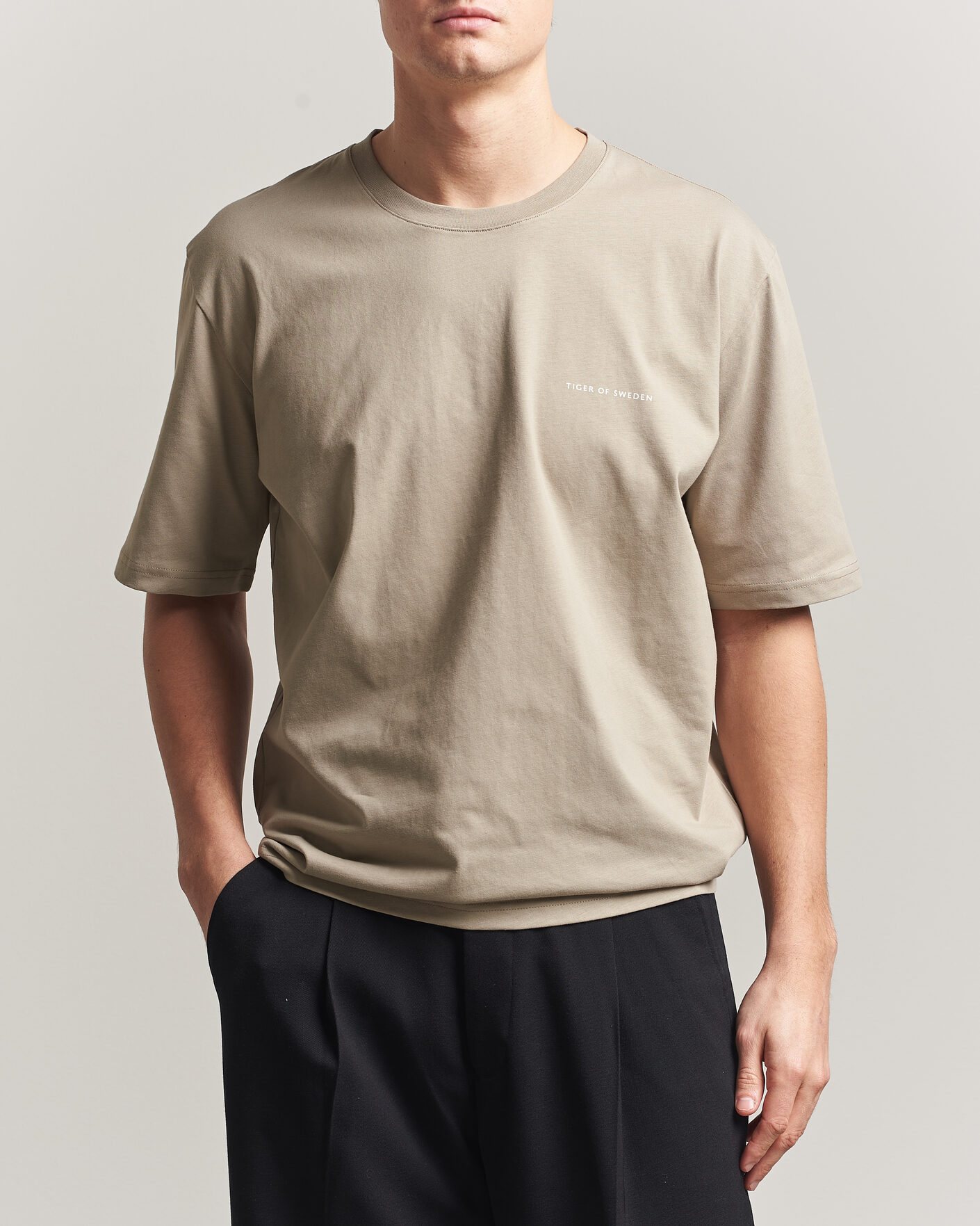 Heren | T-shirts | Tiger of Sweden | Pro Logo Crew Neck T-Shirt Artichoke Grey