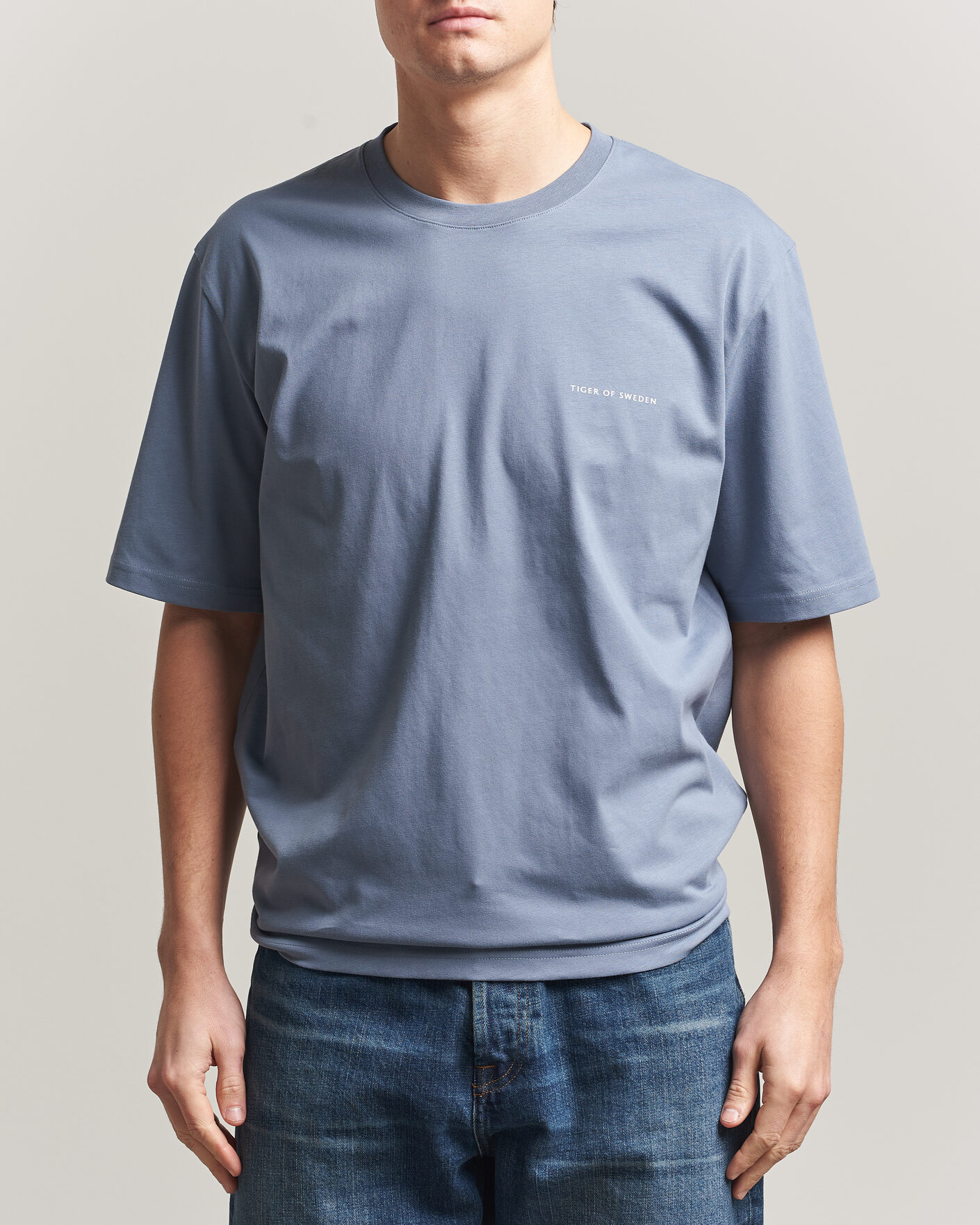 Heren | T-shirts | Tiger of Sweden | Pro Logo Crew Neck T-Shirt Dull Blue