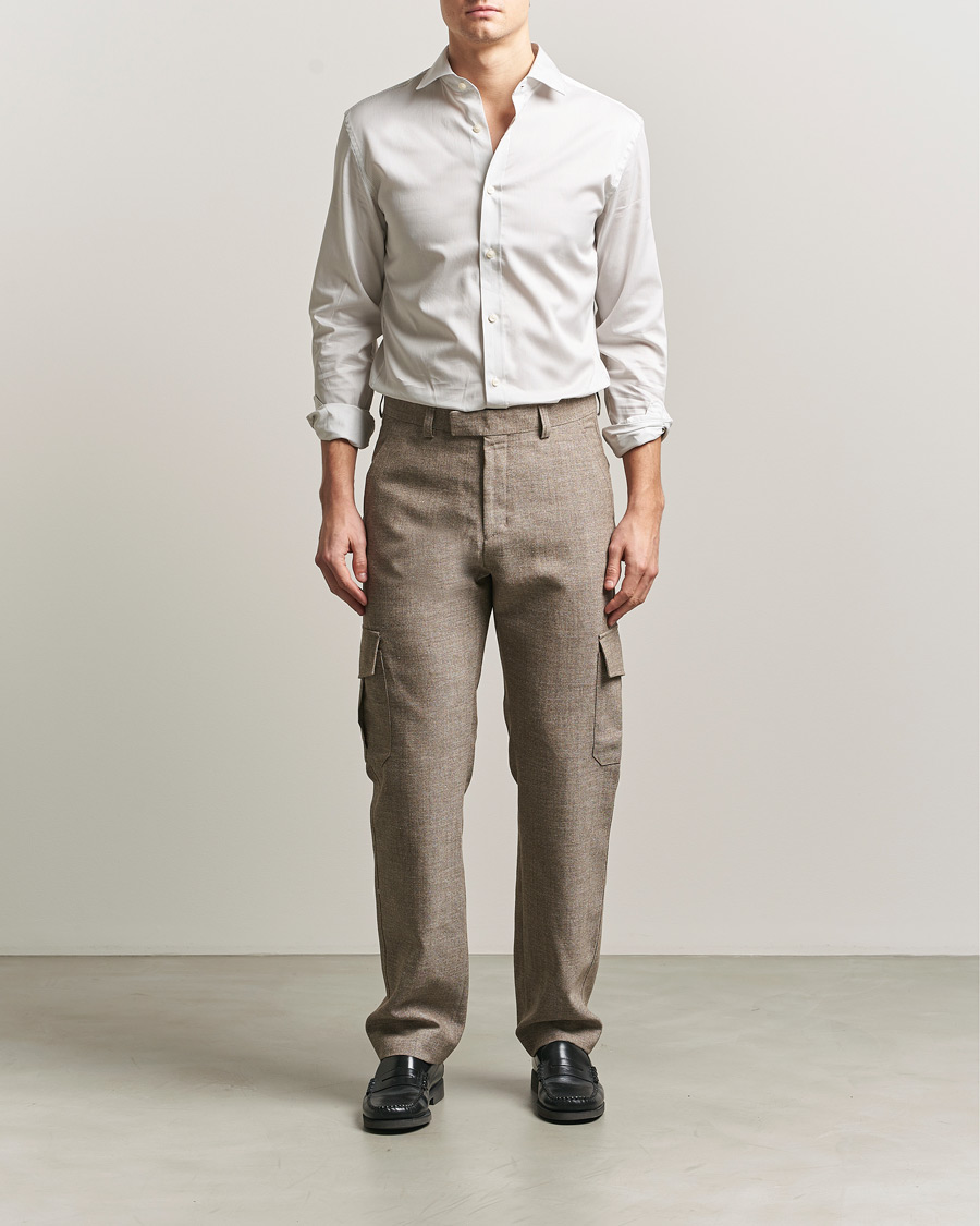 Heren | Broeken | Tiger of Sweden | Mend Wool/Linen Cargo Trousers Sawgrass Brown