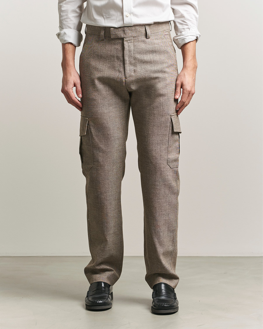 Heren | Broeken | Tiger of Sweden | Mend Wool/Linen Cargo Trousers Sawgrass Brown
