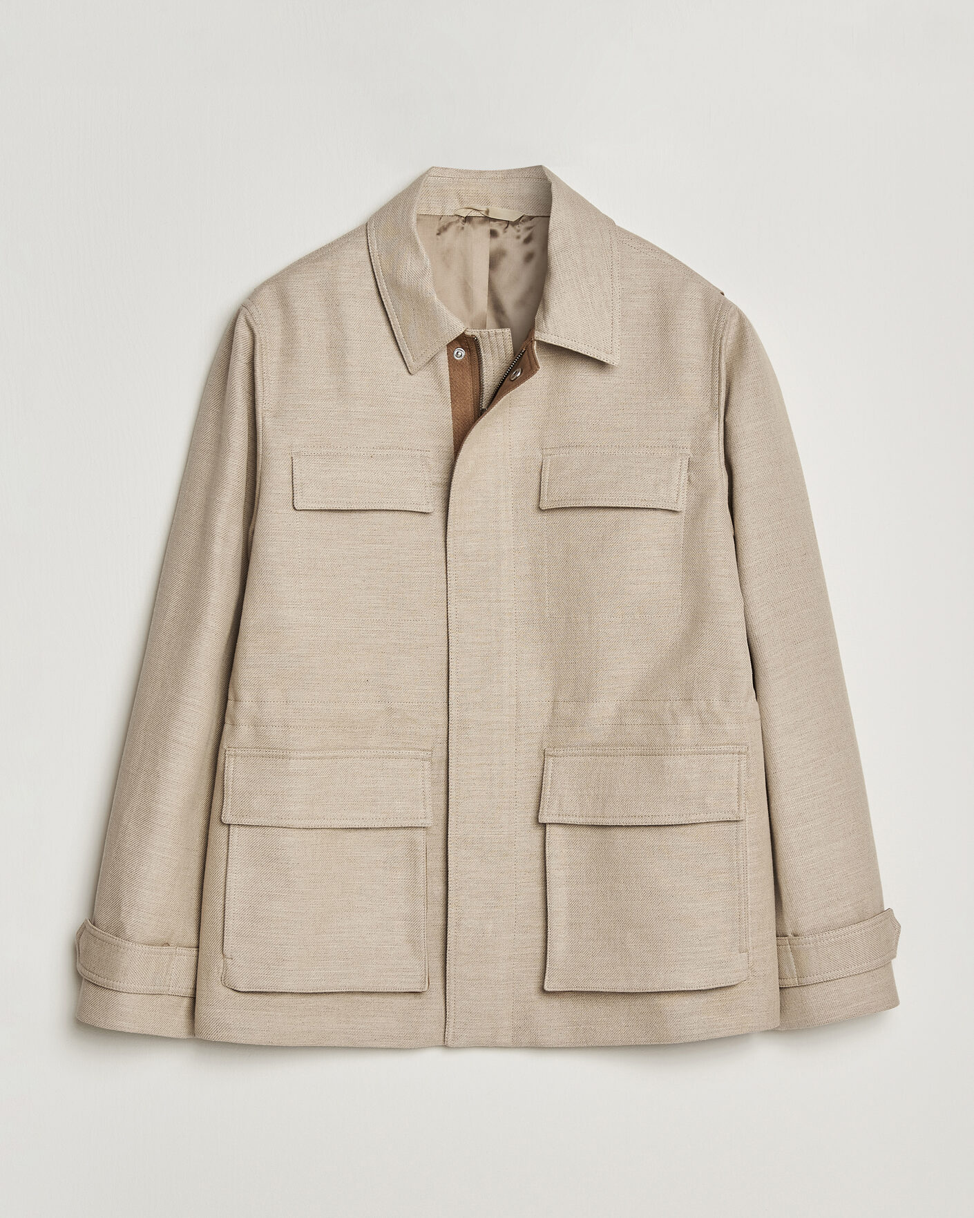 Heren | Jassen | Tiger of Sweden | Sandser Cotton/Linen Field Jacket Soft Latte