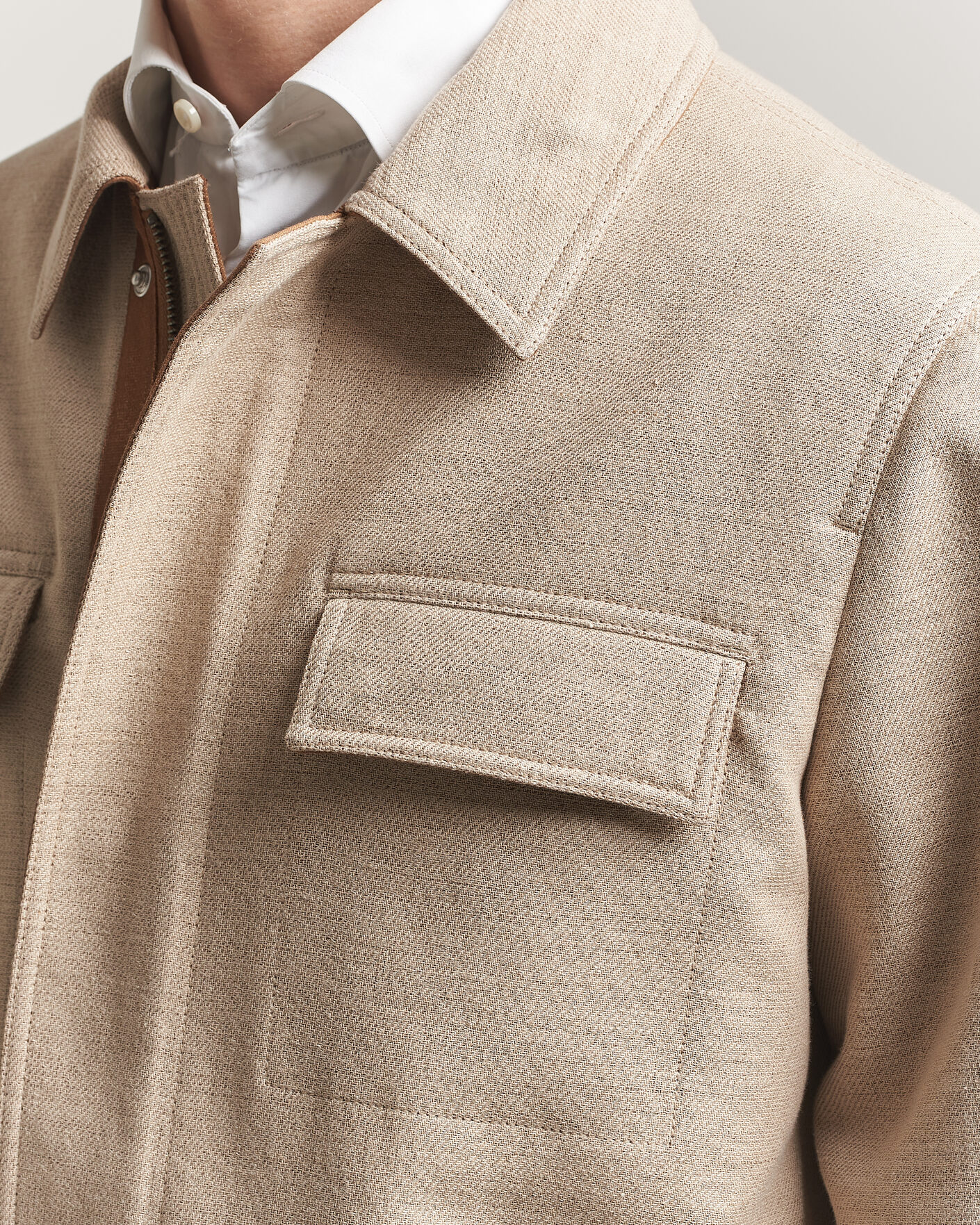 Heren | Jassen | Tiger of Sweden | Sandser Cotton/Linen Field Jacket Soft Latte