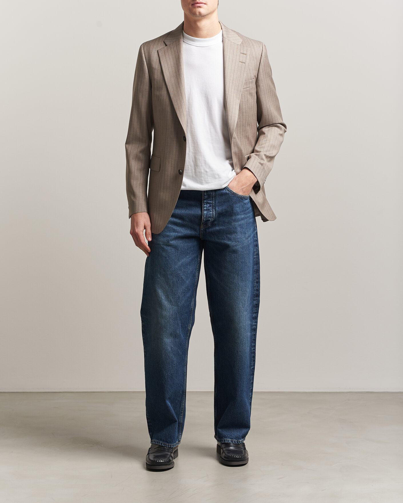 Heren | Blazers | Tiger of Sweden | Ease Wool Pinstriped Blazer Clay