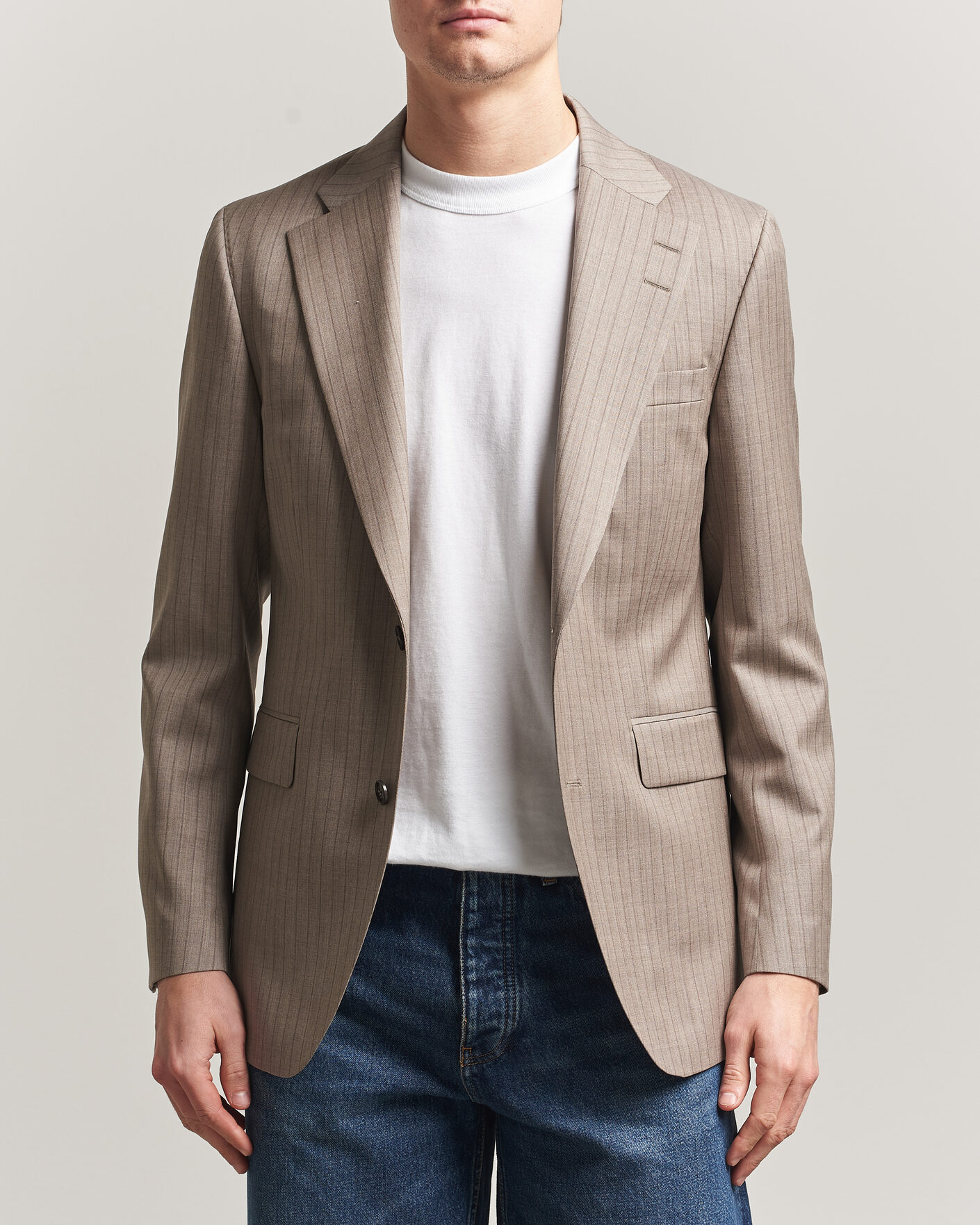 Heren | Blazers | Tiger of Sweden | Ease Wool Pinstriped Blazer Clay