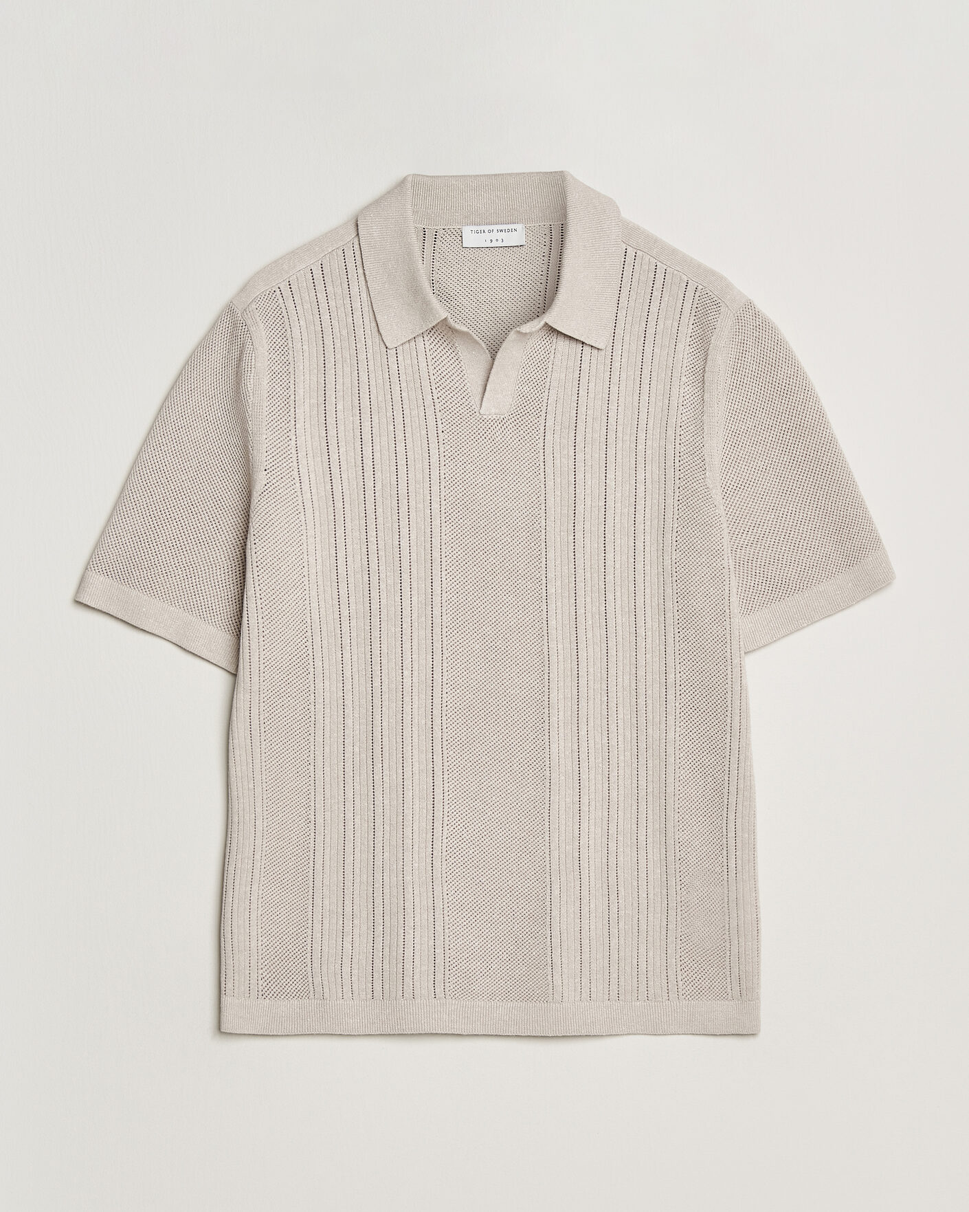 Heren | Polo's | Tiger of Sweden | Eoin Wool/Linen Knitted Polo Ivory