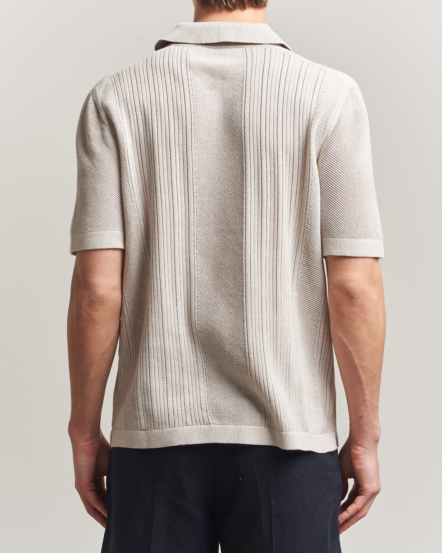 Heren | Polo's | Tiger of Sweden | Eoin Wool/Linen Knitted Polo Ivory