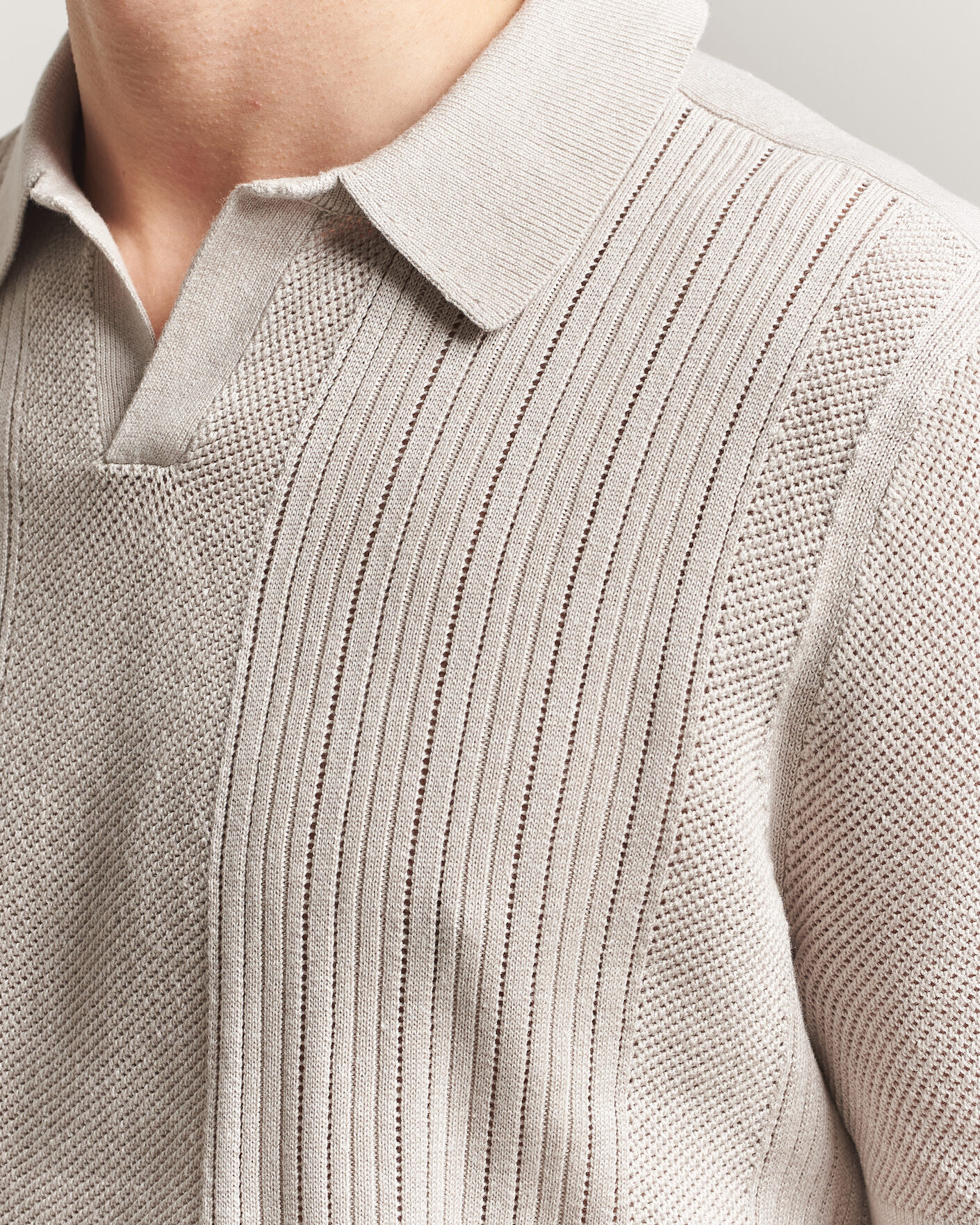 Heren | Polo's | Tiger of Sweden | Eoin Wool/Linen Knitted Polo Ivory