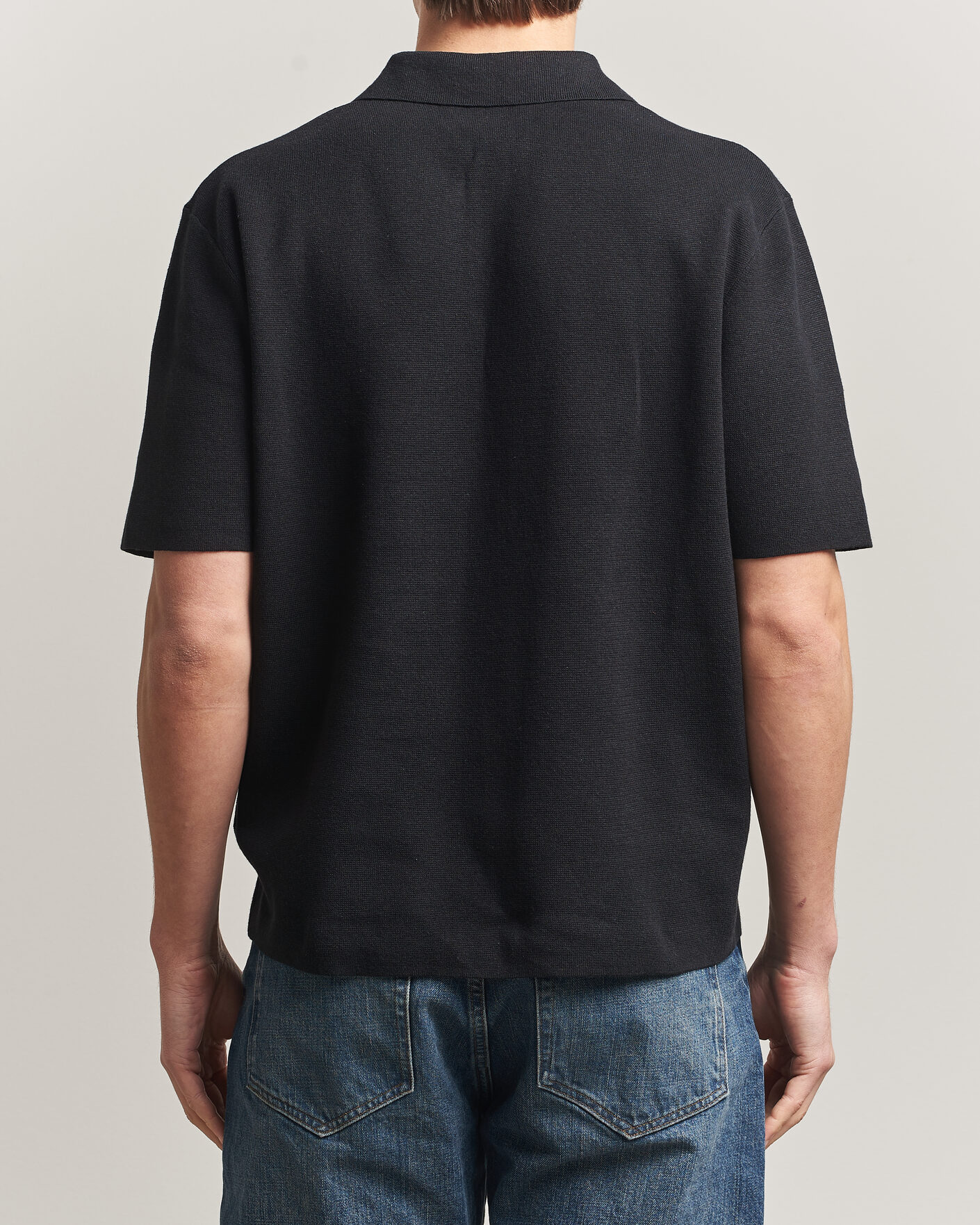 Heren | Polo's | Tiger of Sweden | Maelon Cotton/Linen Knitted Polo Black