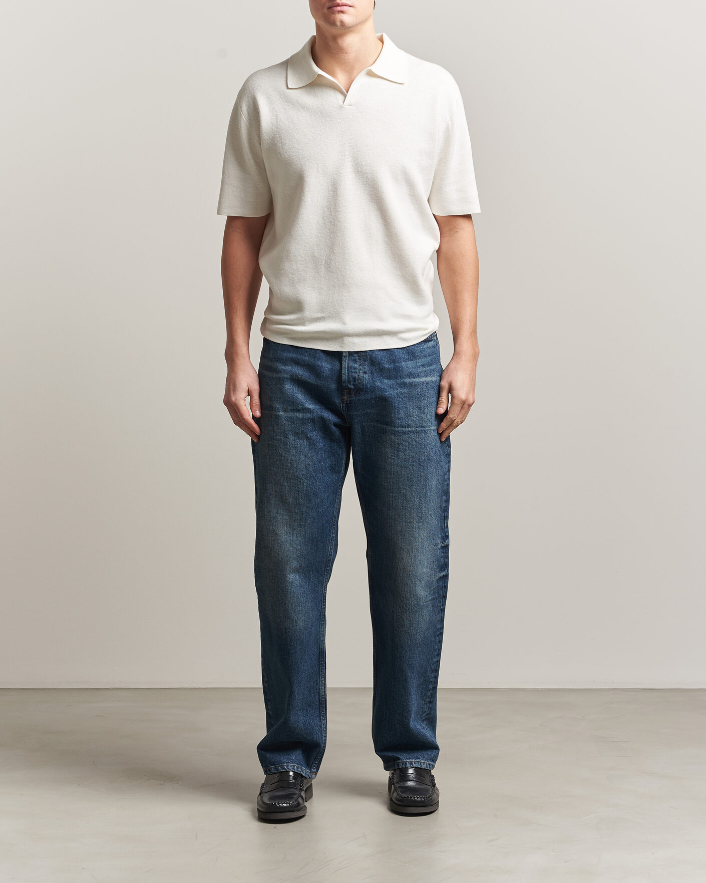 Heren | Polo's | Tiger of Sweden | Maelon Cotton/Linen Knitted Polo Pure White