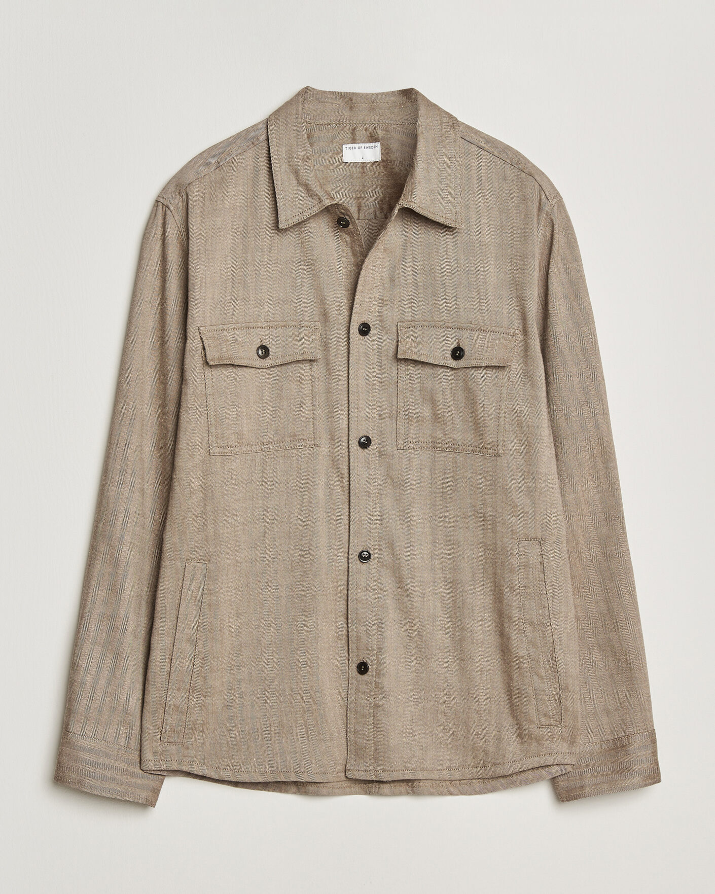 Heren | Overhemden | Tiger of Sweden | Bishop Linen Overshirt Vintage Beige