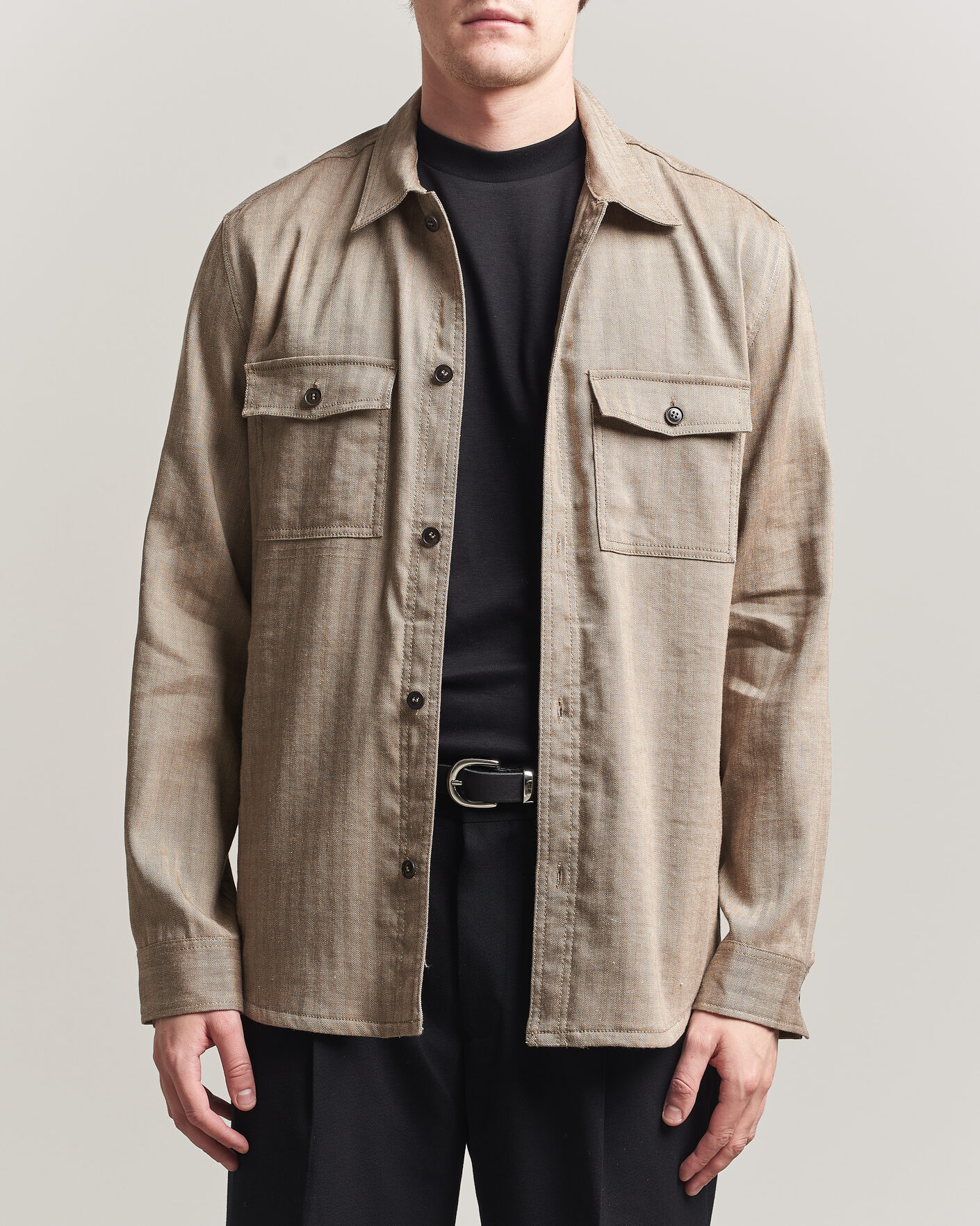 Heren | Overhemden | Tiger of Sweden | Bishop Linen Overshirt Vintage Beige