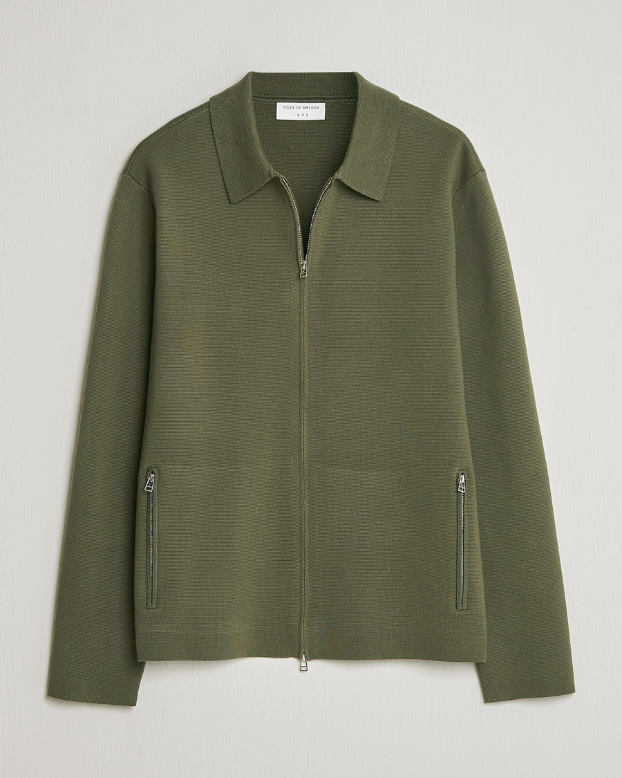 Heren | Truien | Tiger of Sweden | Celyn Knitted Full Zip Kalamata Green