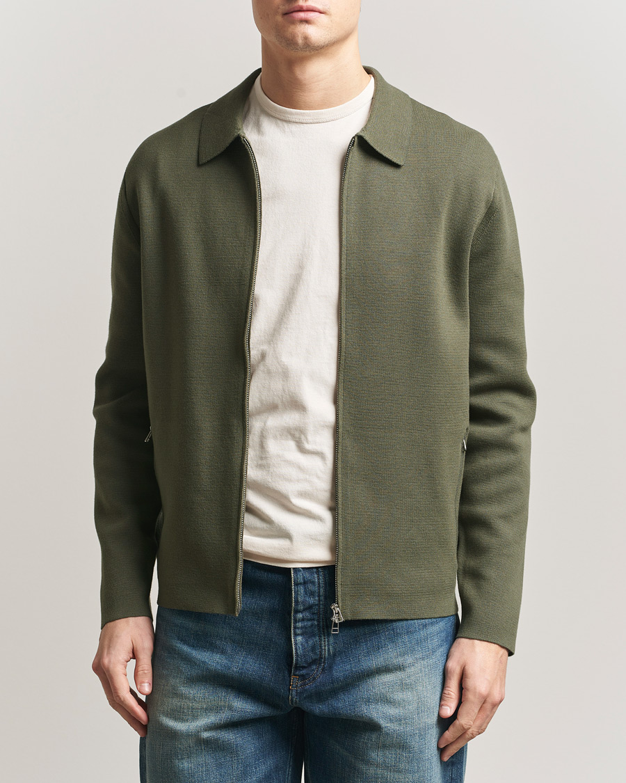 Heren | Truien | Tiger of Sweden | Celyn Knitted Full Zip Kalamata Green