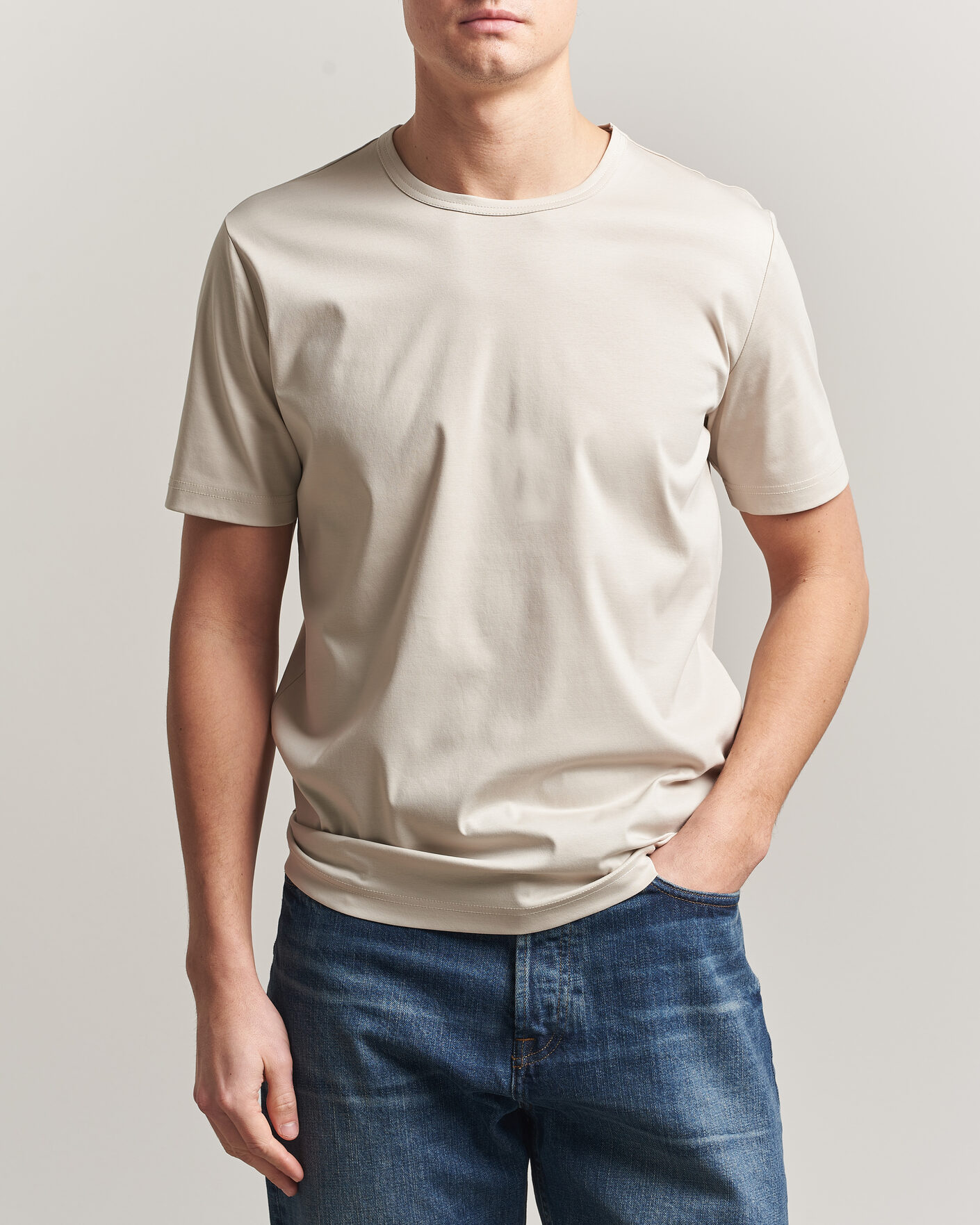 Heren | T-shirts | Tiger of Sweden | Olaf Mercerized Cotton T-Shirt Seline Grey