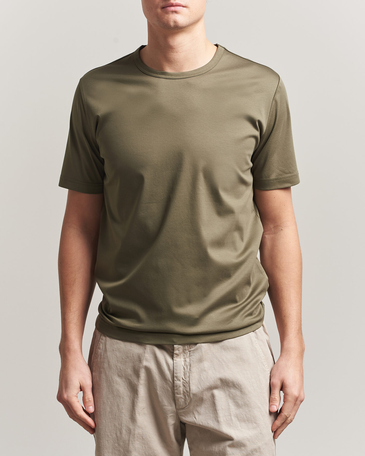 Heren | T-shirts | Tiger of Sweden | Olaf Mercerized Cotton T-Shirt Kalamata Green