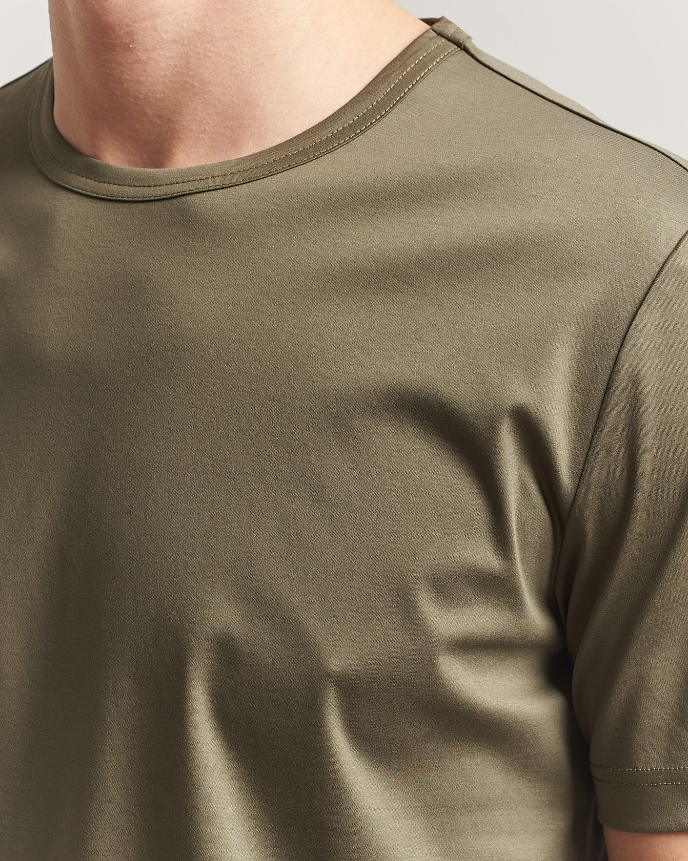 Heren | T-shirts | Tiger of Sweden | Olaf Mercerized Cotton T-Shirt Kalamata Green