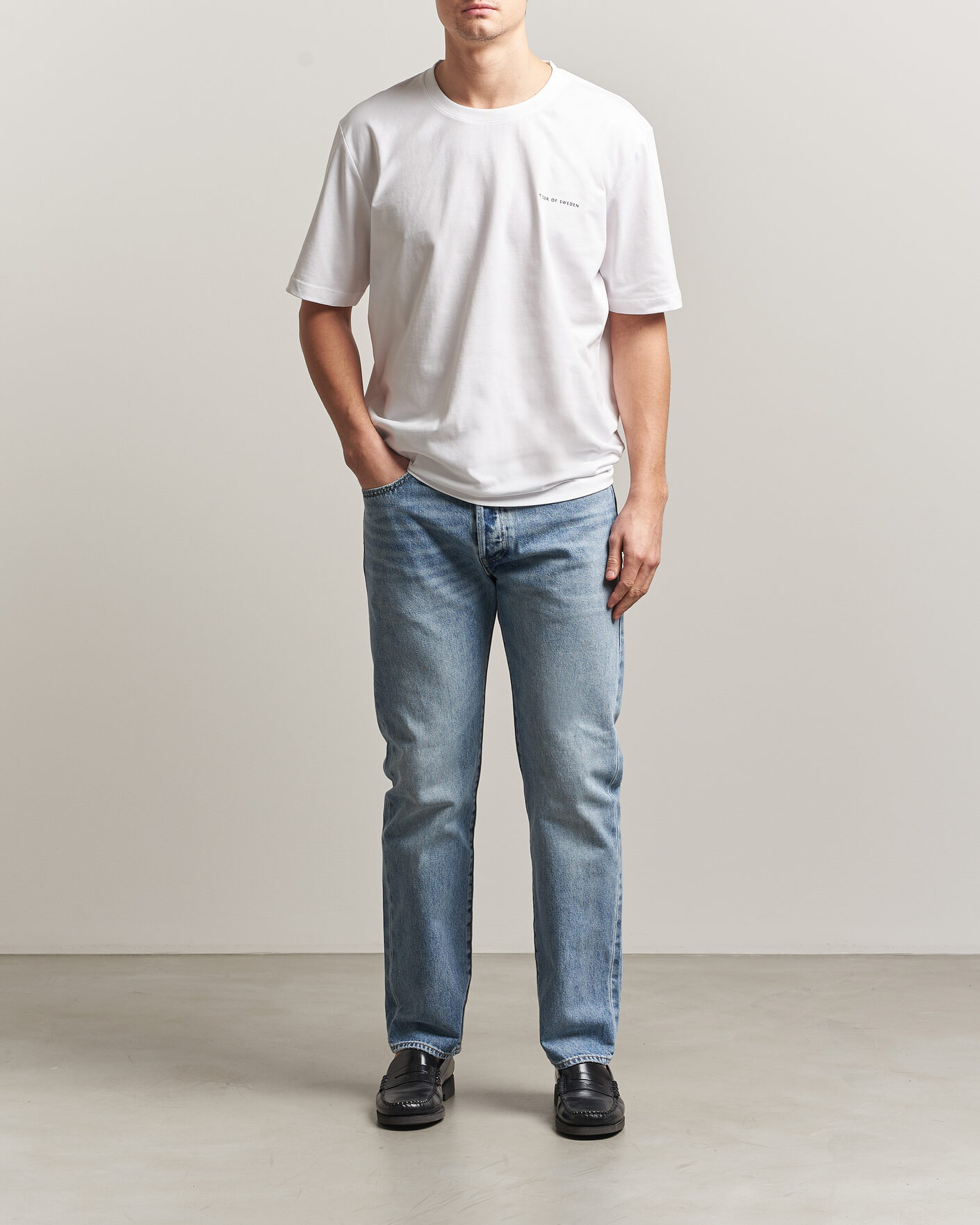 Heren | T-shirts | Tiger of Sweden | Pro Cotton Logo T-Shirt Pure White