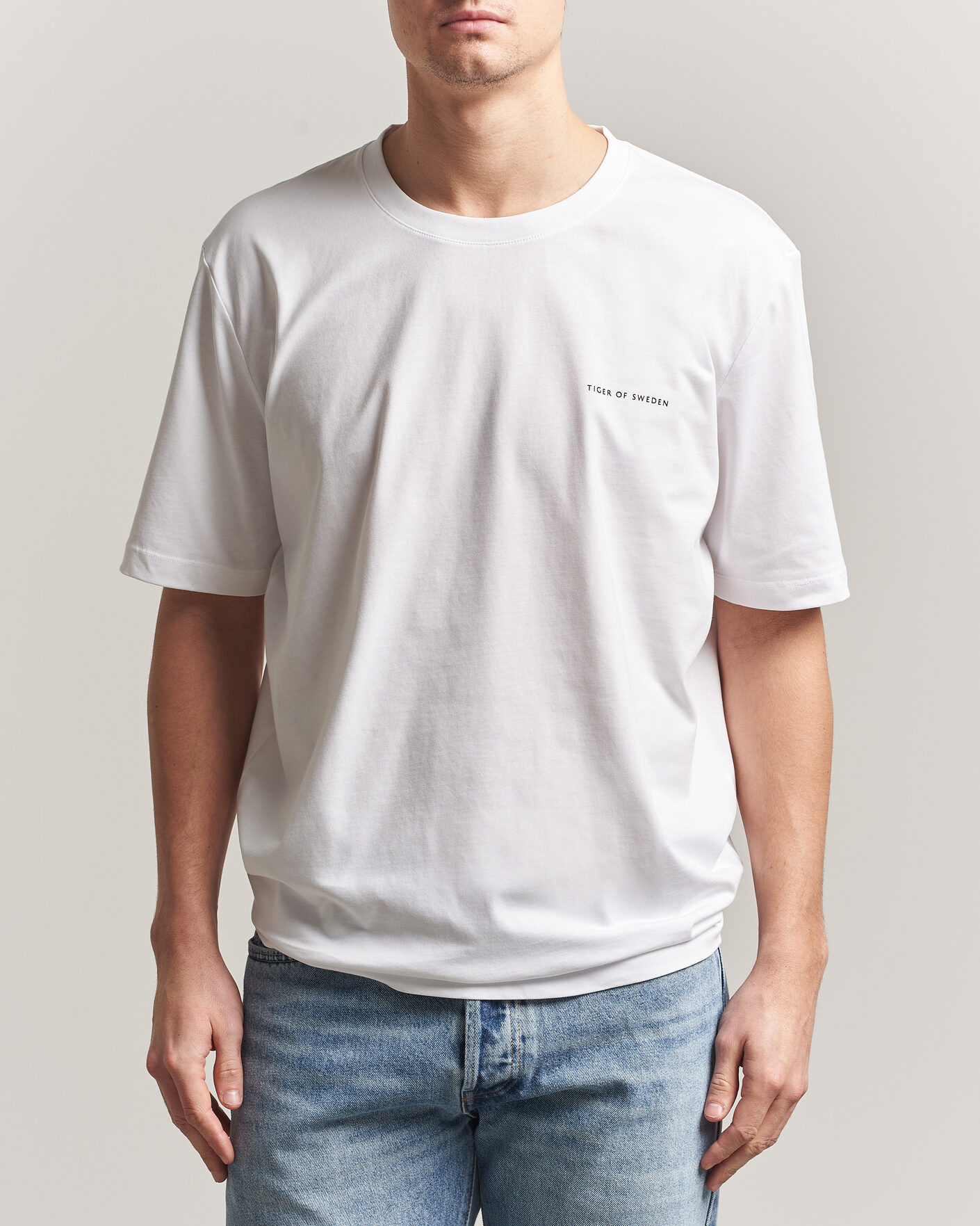Heren | T-shirts | Tiger of Sweden | Pro Cotton Logo T-Shirt Pure White