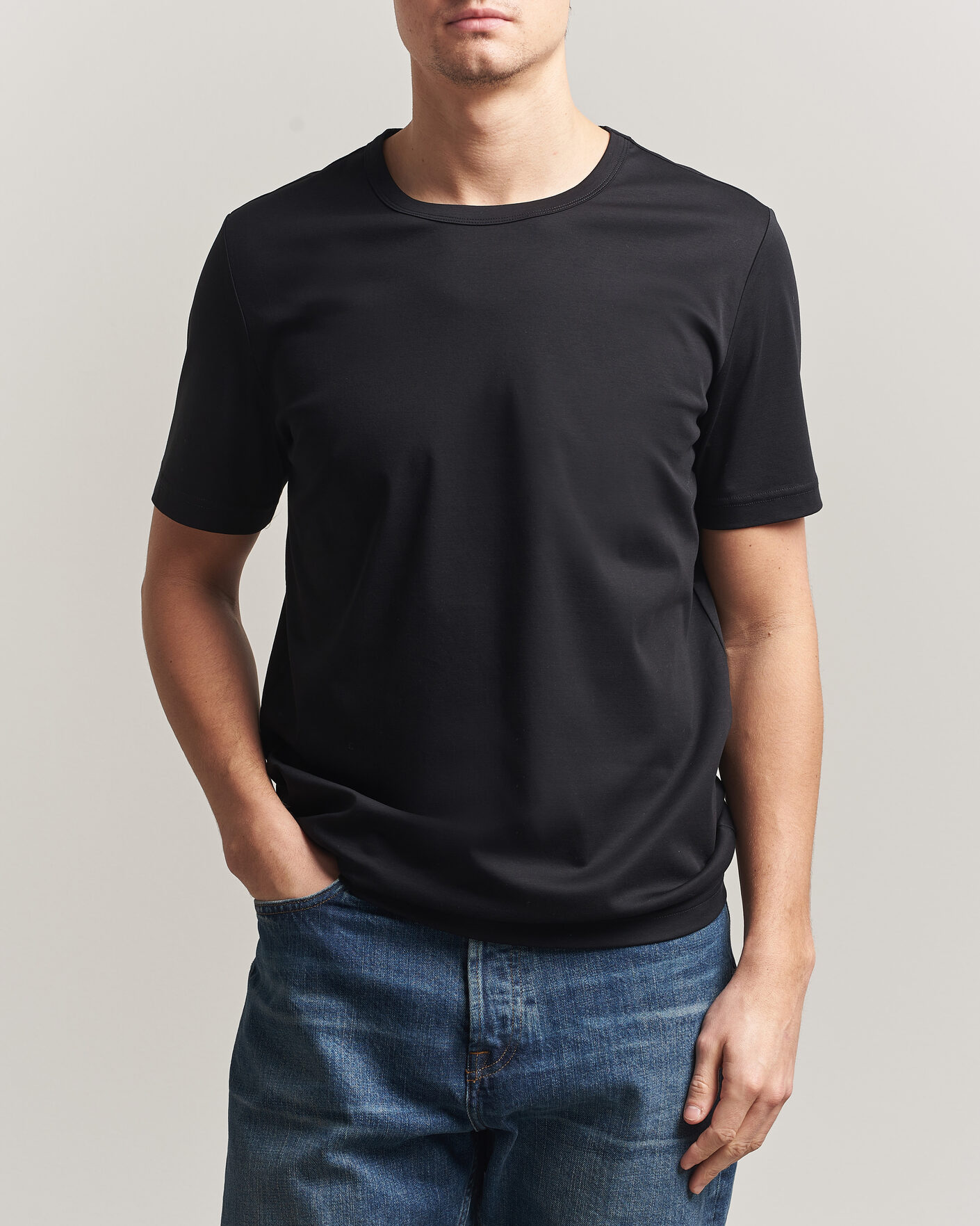 Heren | T-shirts | Tiger of Sweden | Olaf Mercerized Cotton T-Shirt Black