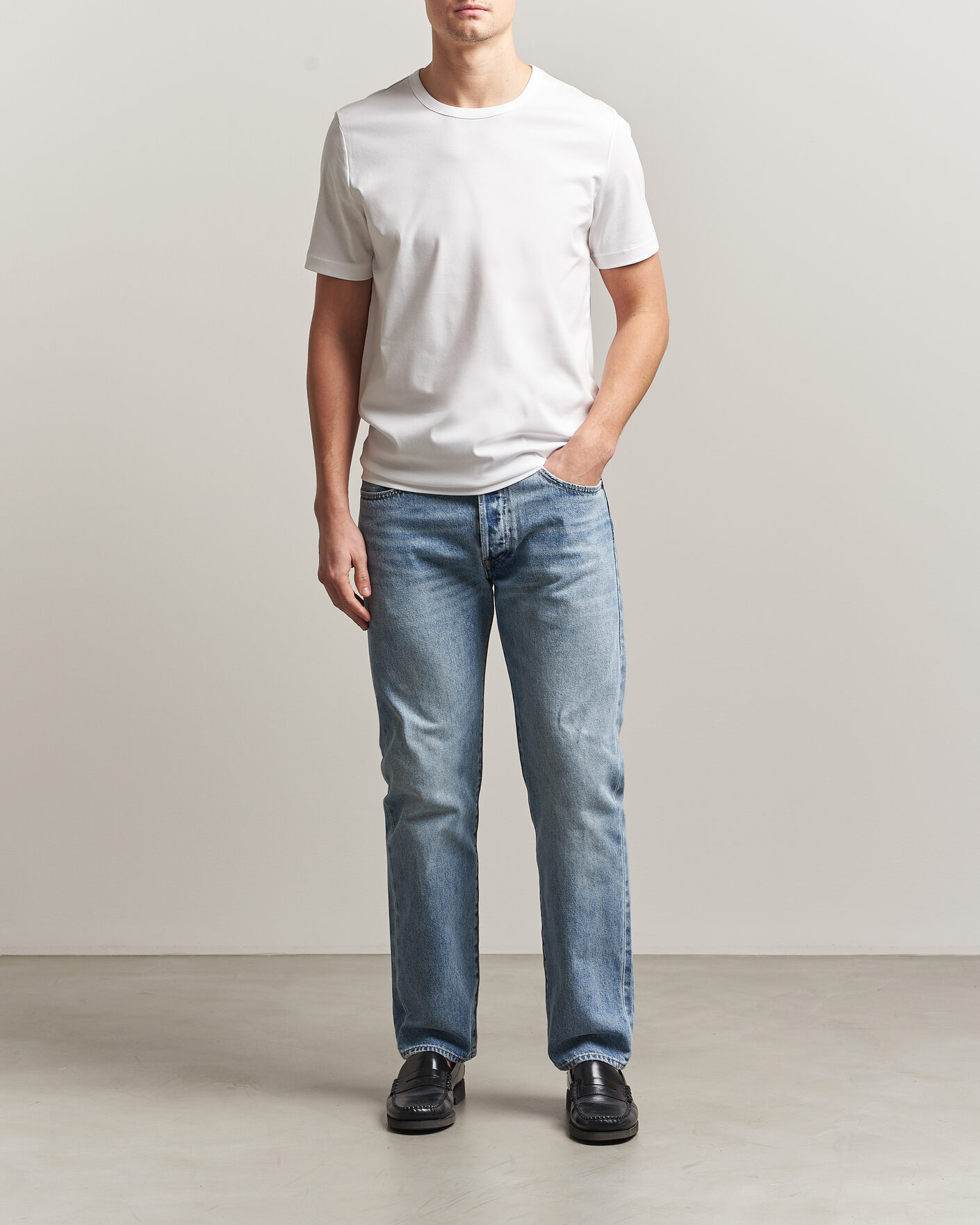 Heren | T-shirts | Tiger of Sweden | Olaf Mercerized Cotton T-Shirt Pure White