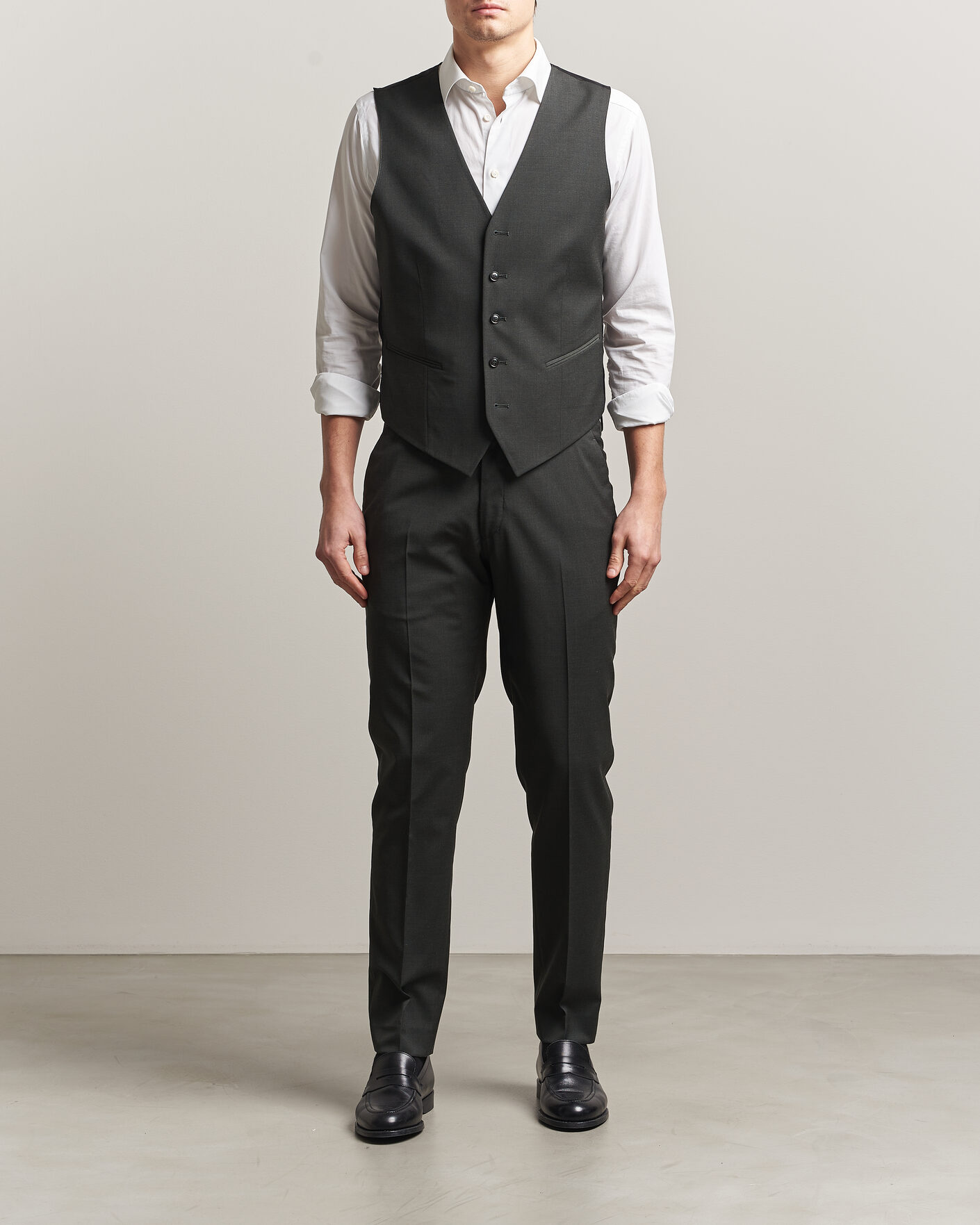 Heren | Gilets | Tiger of Sweden | Winston Wool Travel Waistcoat Olive Extreme