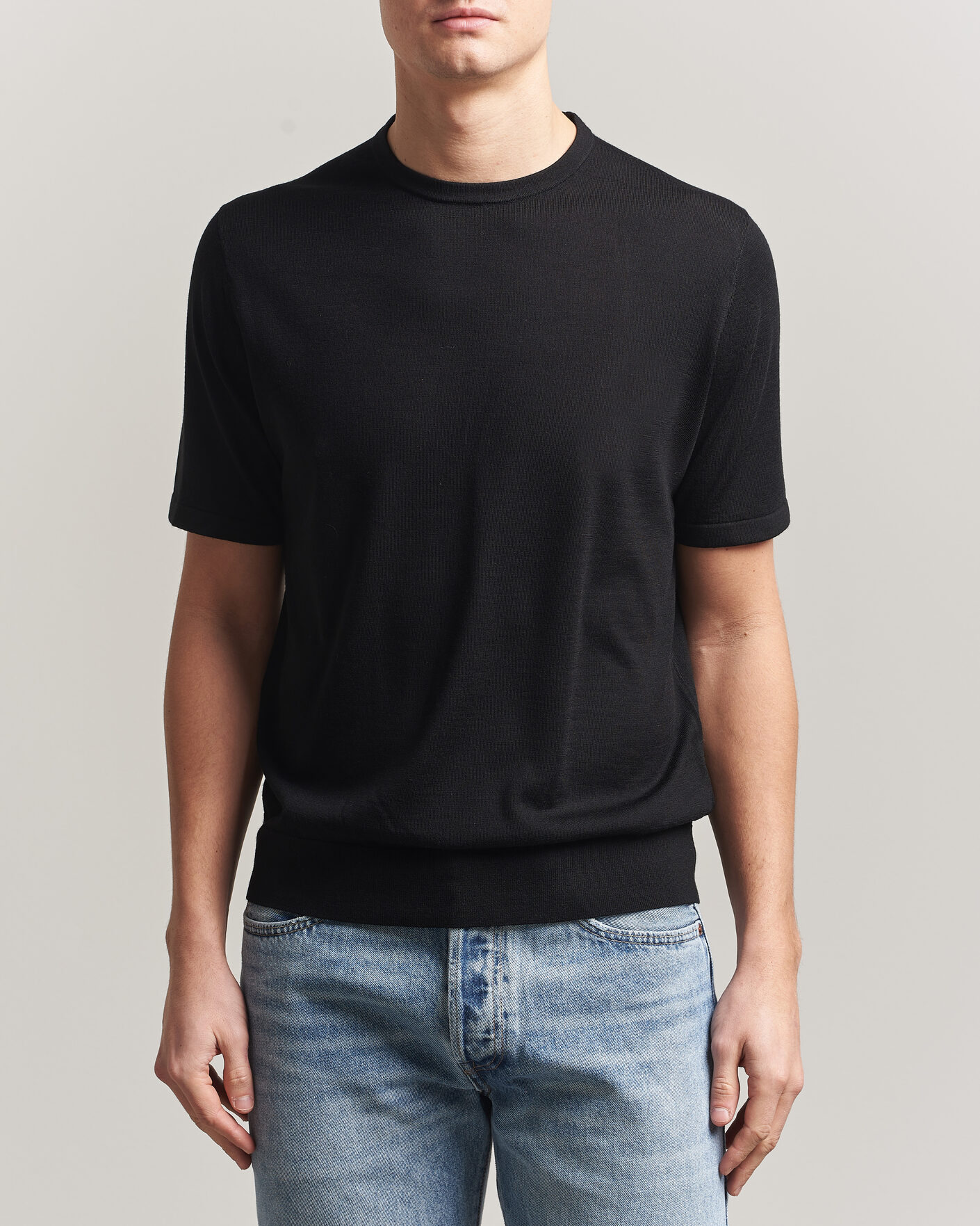 Heren | T-shirts | Tiger of Sweden | Connor Knitted Crew Neck T-Shirt Black