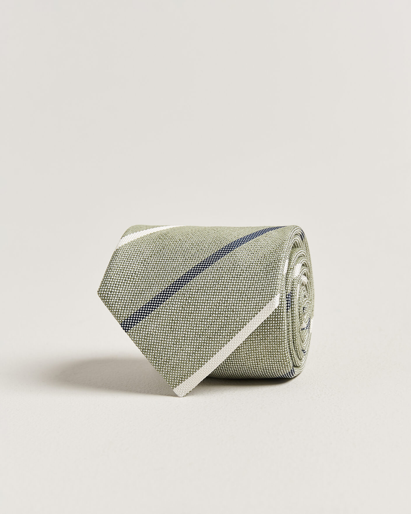 Heren | Stropdassen | Amanda Christensen | Silk/Linen 8cm Striped Tie Green