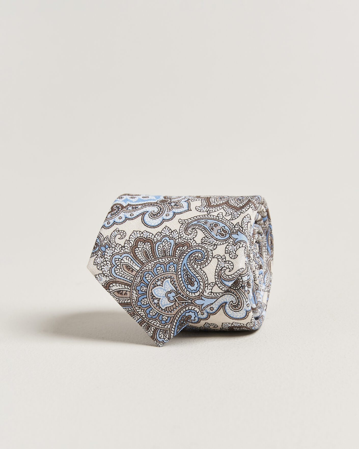 Heren | Stropdassen | Amanda Christensen | Linen 8cm Paisley Tie Cream