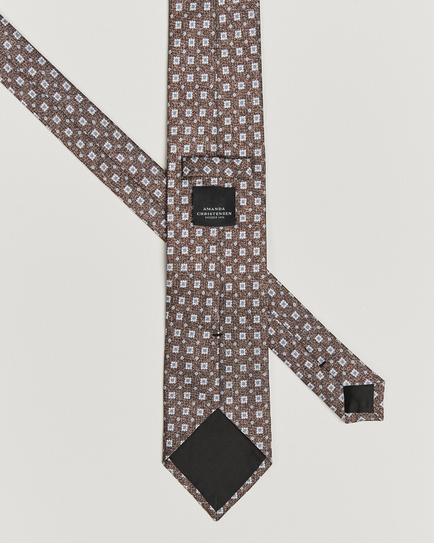 Heren | Stropdassen | Amanda Christensen | Silk Oxford 8cm Flower Tie Brown