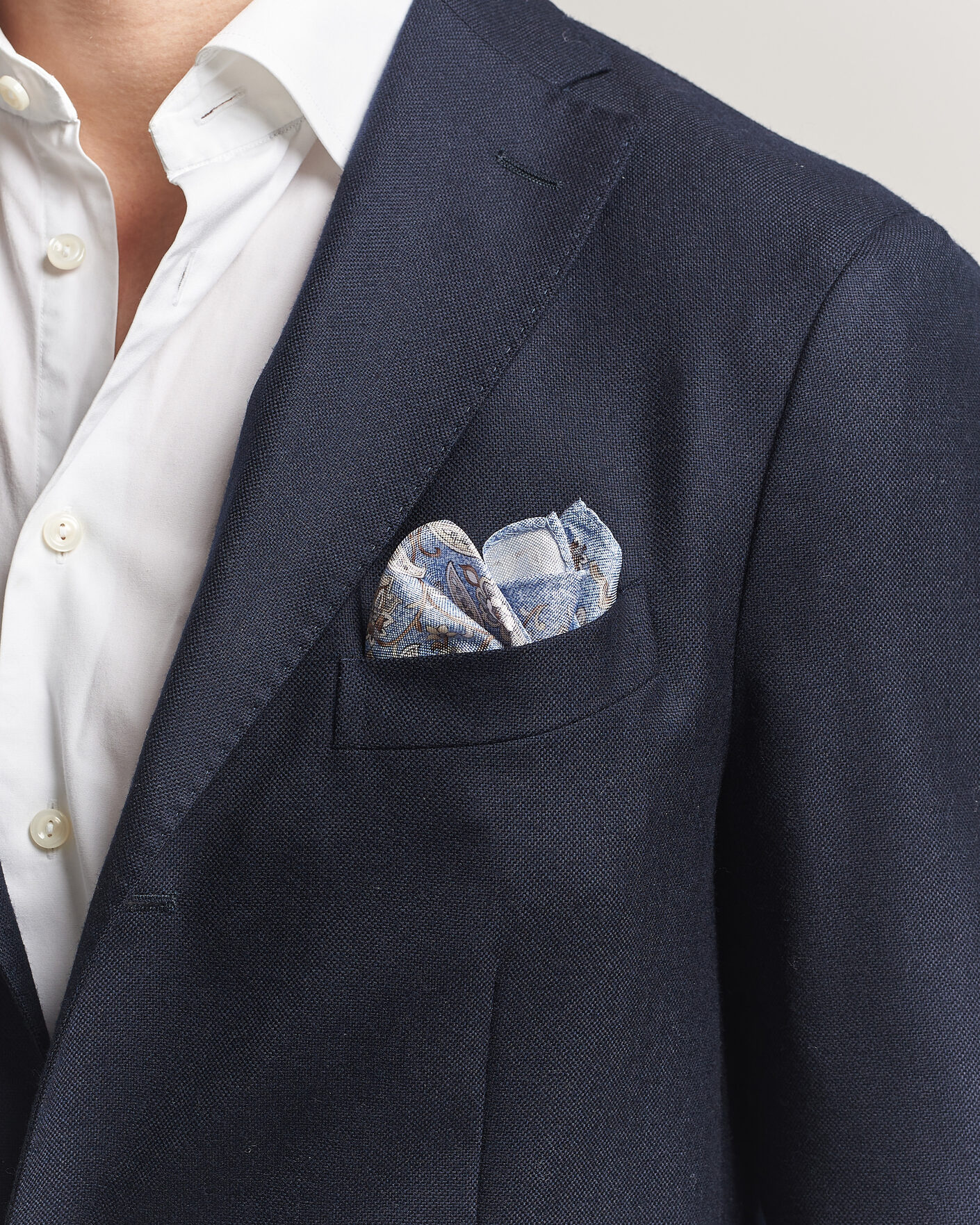 Heren | Pochets | Amanda Christensen | Silk Oxford Large Flower Pocket Square Blue