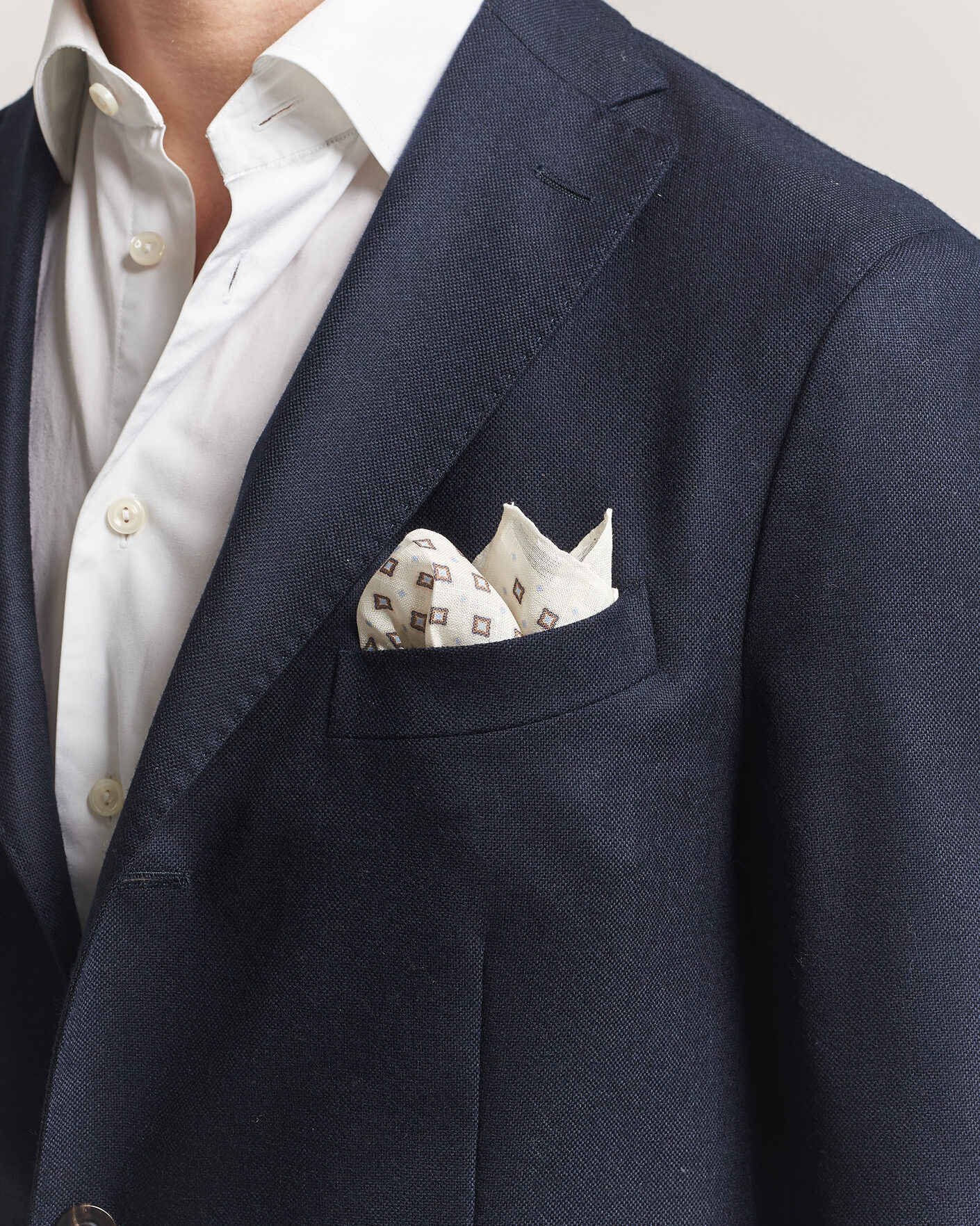 Heren | Pochets | Amanda Christensen | Linen Medallion Pocket Square Cream