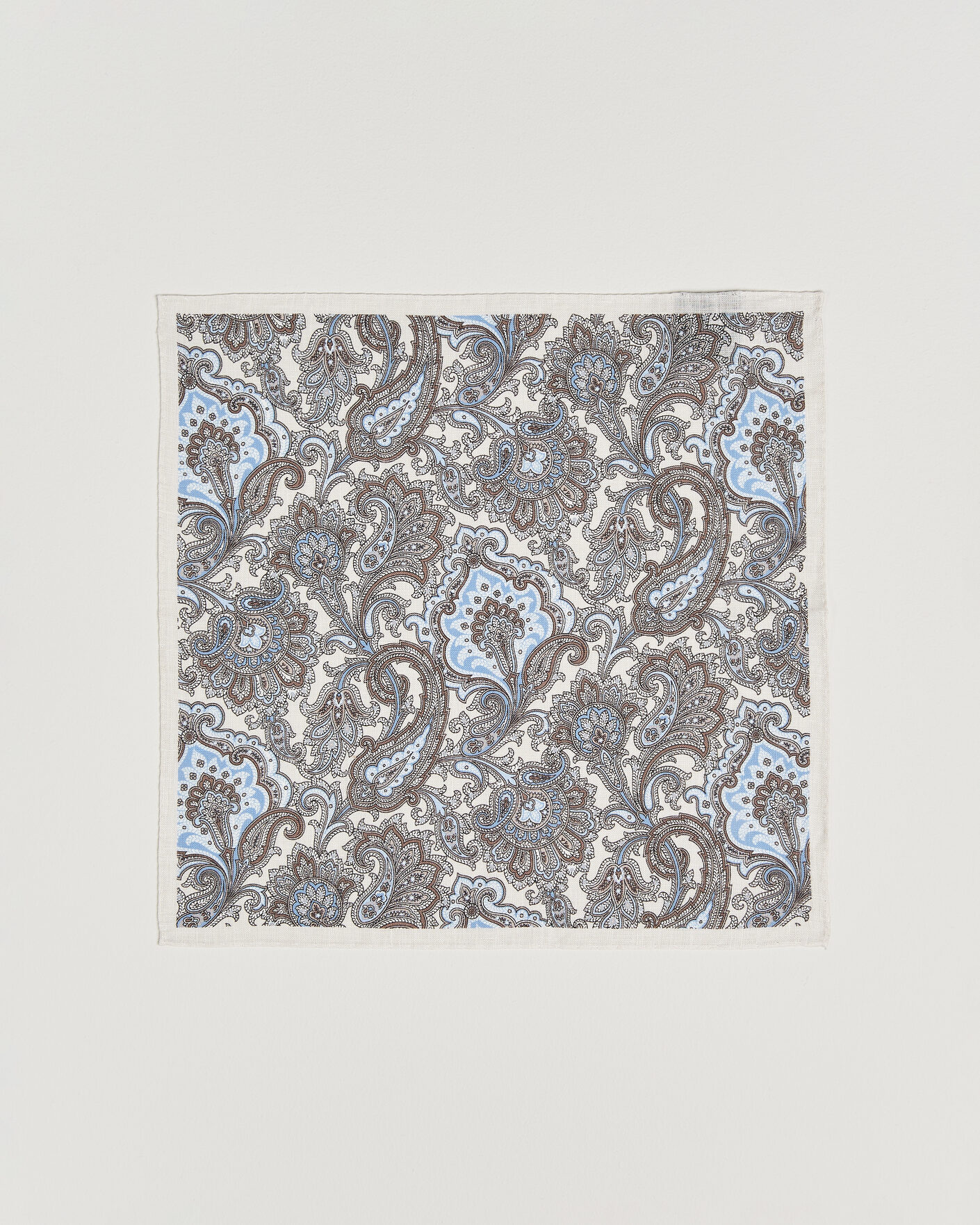 Heren | Pochets | Amanda Christensen | Linen Large Paisley Pocket Square Cream