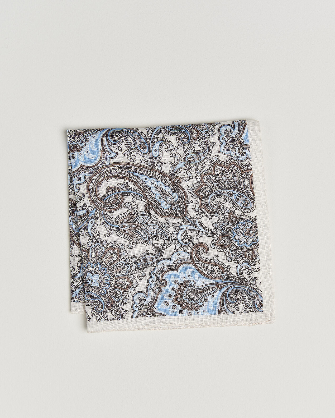 Heren | Pochets | Amanda Christensen | Linen Large Paisley Pocket Square Cream