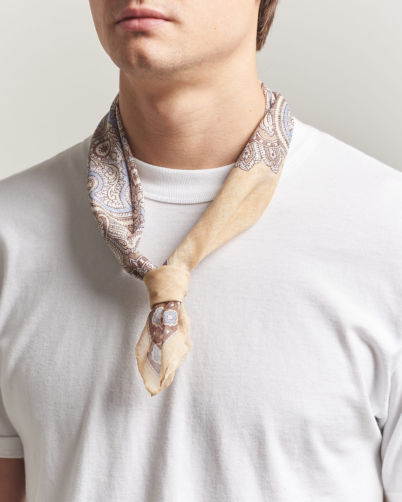 Heren | Sjaals | Amanda Christensen | Cotton Voilé Large Paisley Bandana Yellow