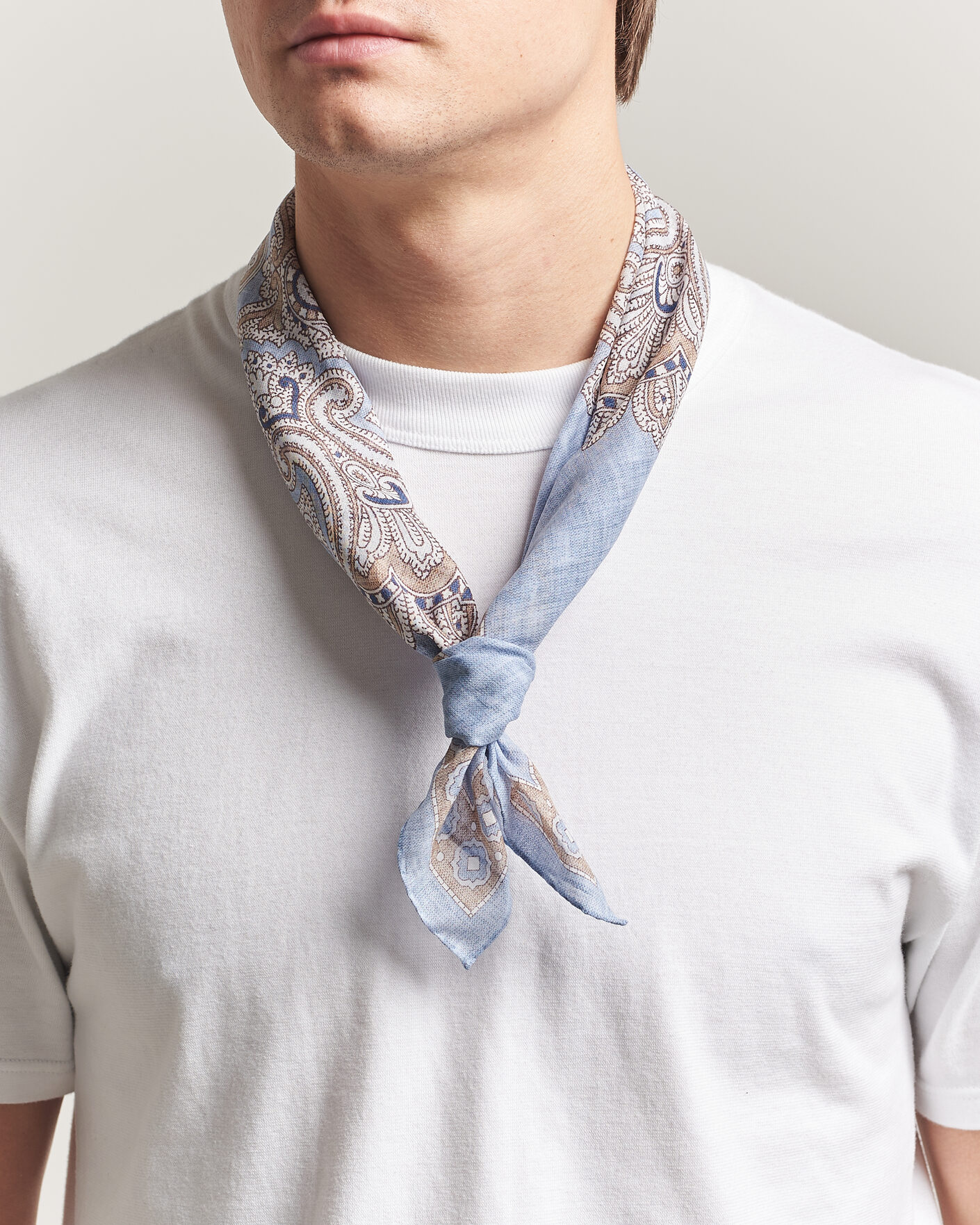Heren | Sjaals | Amanda Christensen | Cotton Voilé Large Paisley Bandana Blue