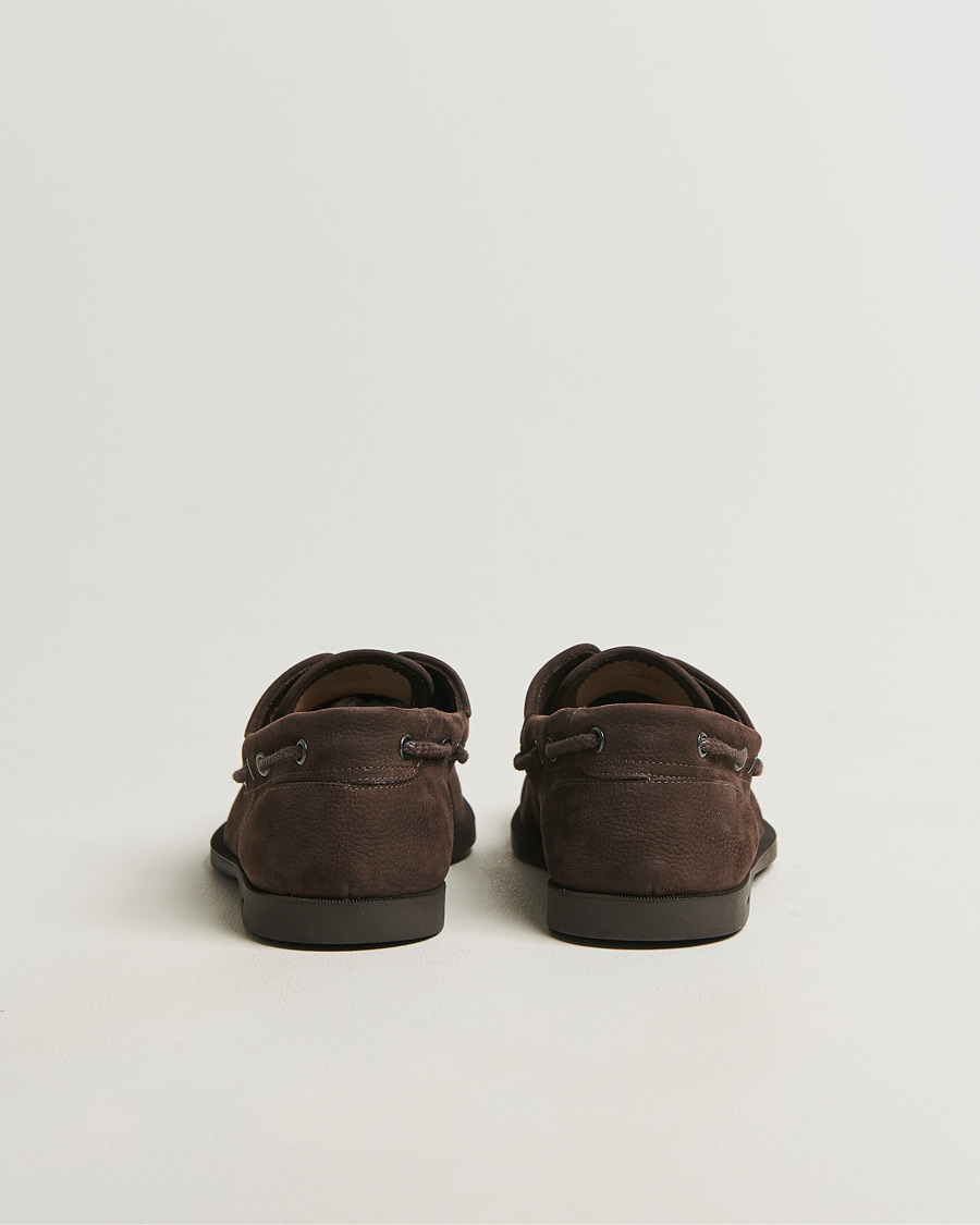 Heren | Bootschoenen | John Lobb | Foil Boat Shoes Dark Brown Nubuck