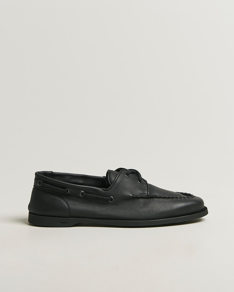 Heren | Bootschoenen | John Lobb | Foil Boat Shoes Black Grain