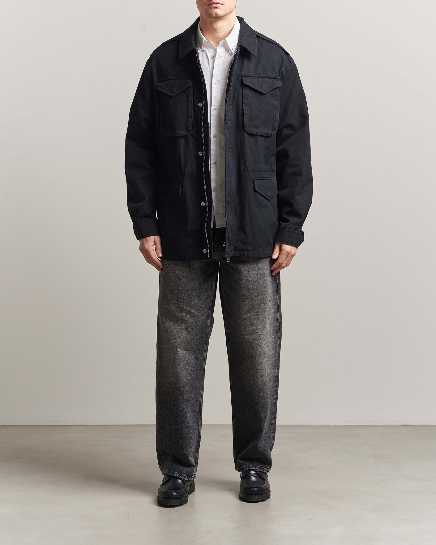 Heren | Jassen | Filippa K | Cotton Field Jacket Black