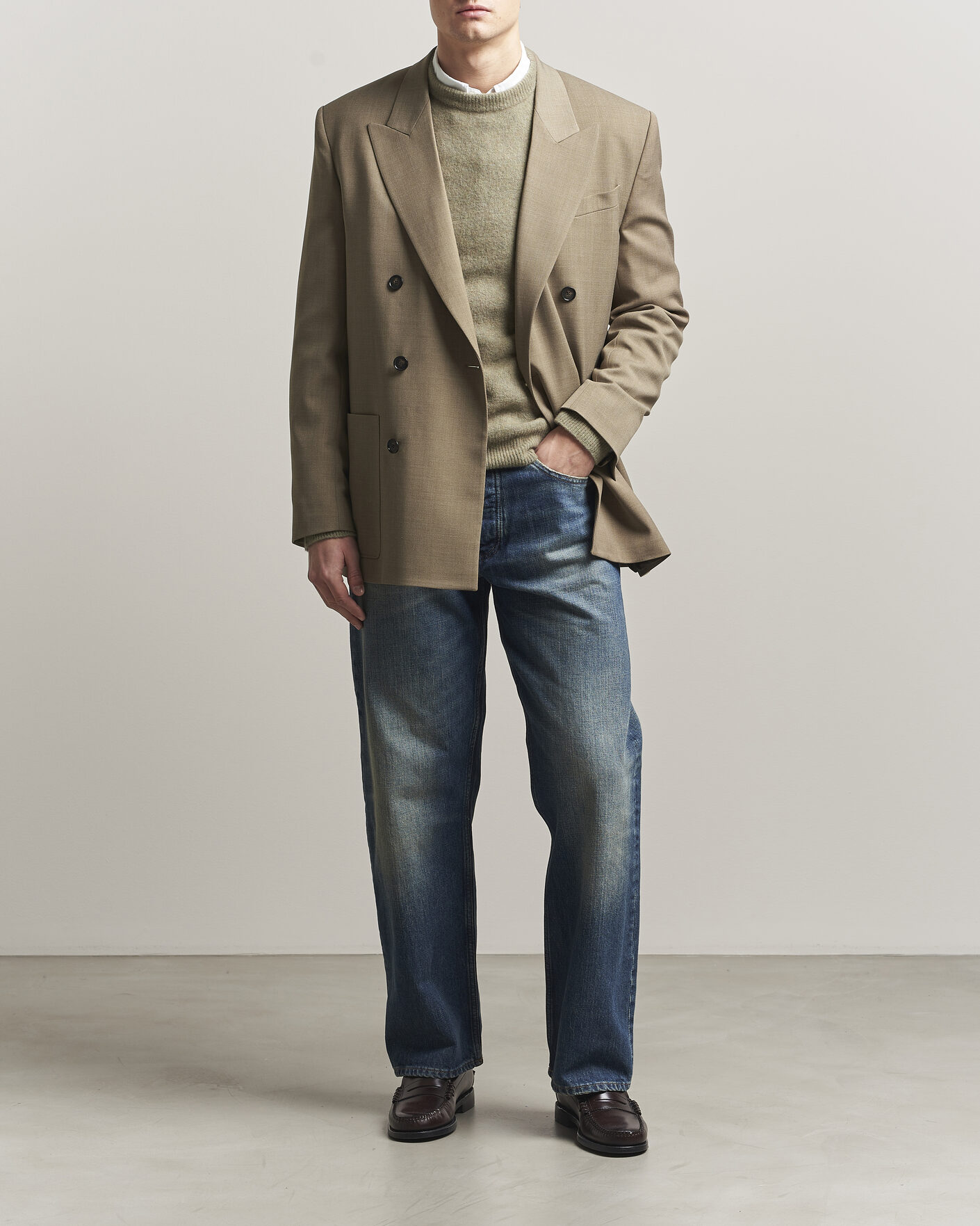 Heren | Blazers | Filippa K | Michael Wool Double Breasted Blazer Light Driftwood