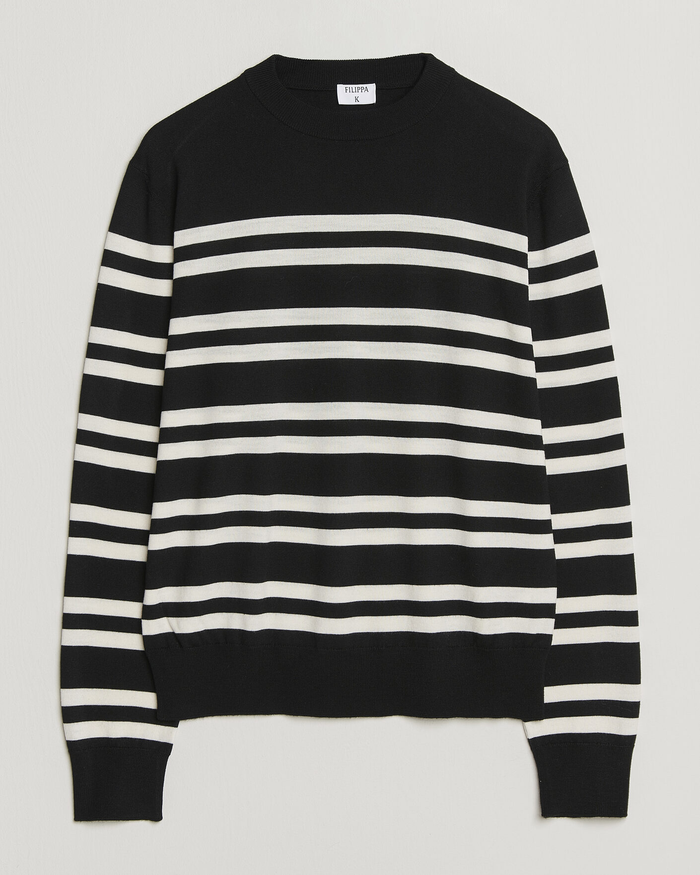 Heren | Truien | Filippa K | Merino Knitted Striped Sweater Black/White