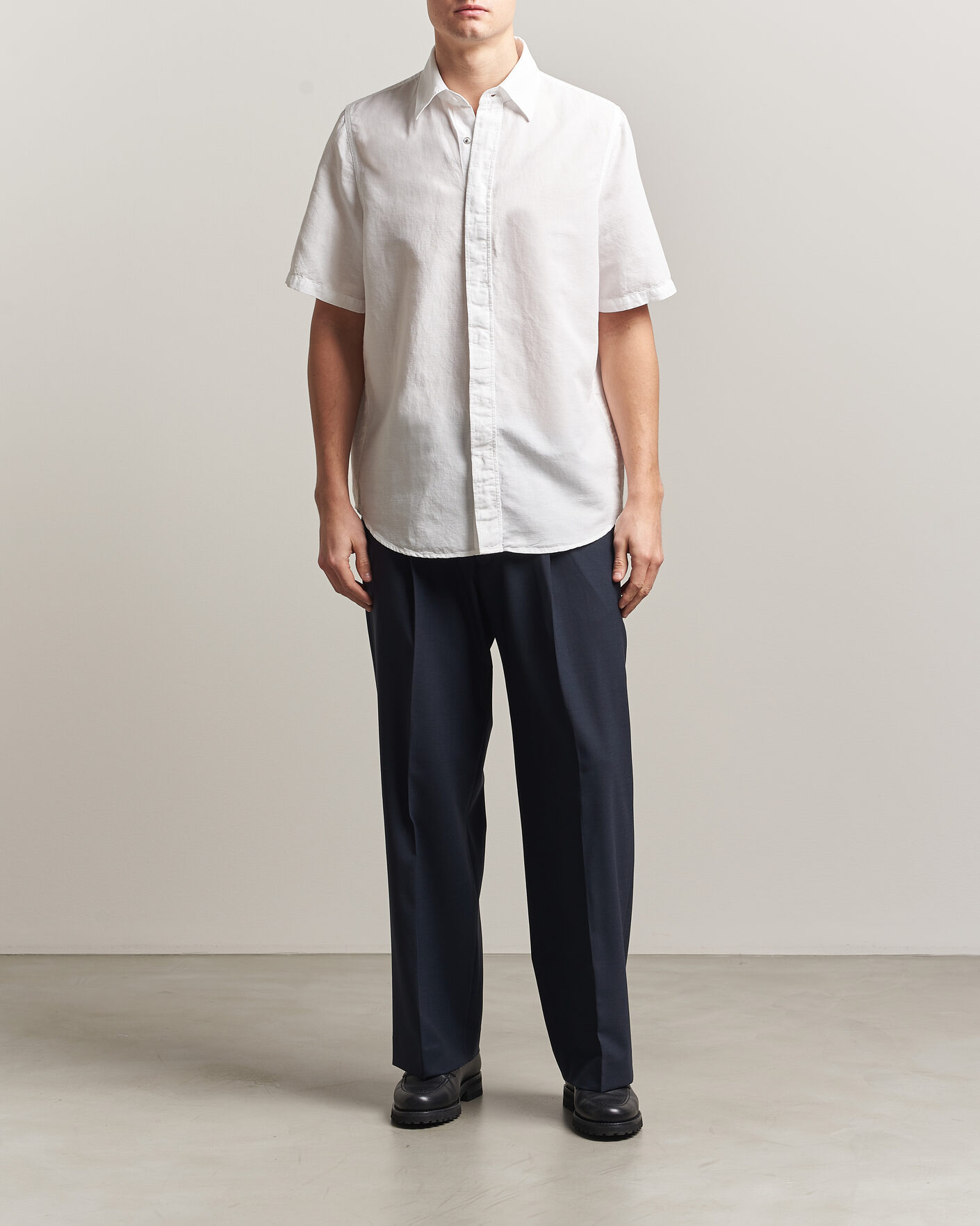 Heren | Overhemden | Filippa K | Cotton/Linen Short Sleeve Shirt White